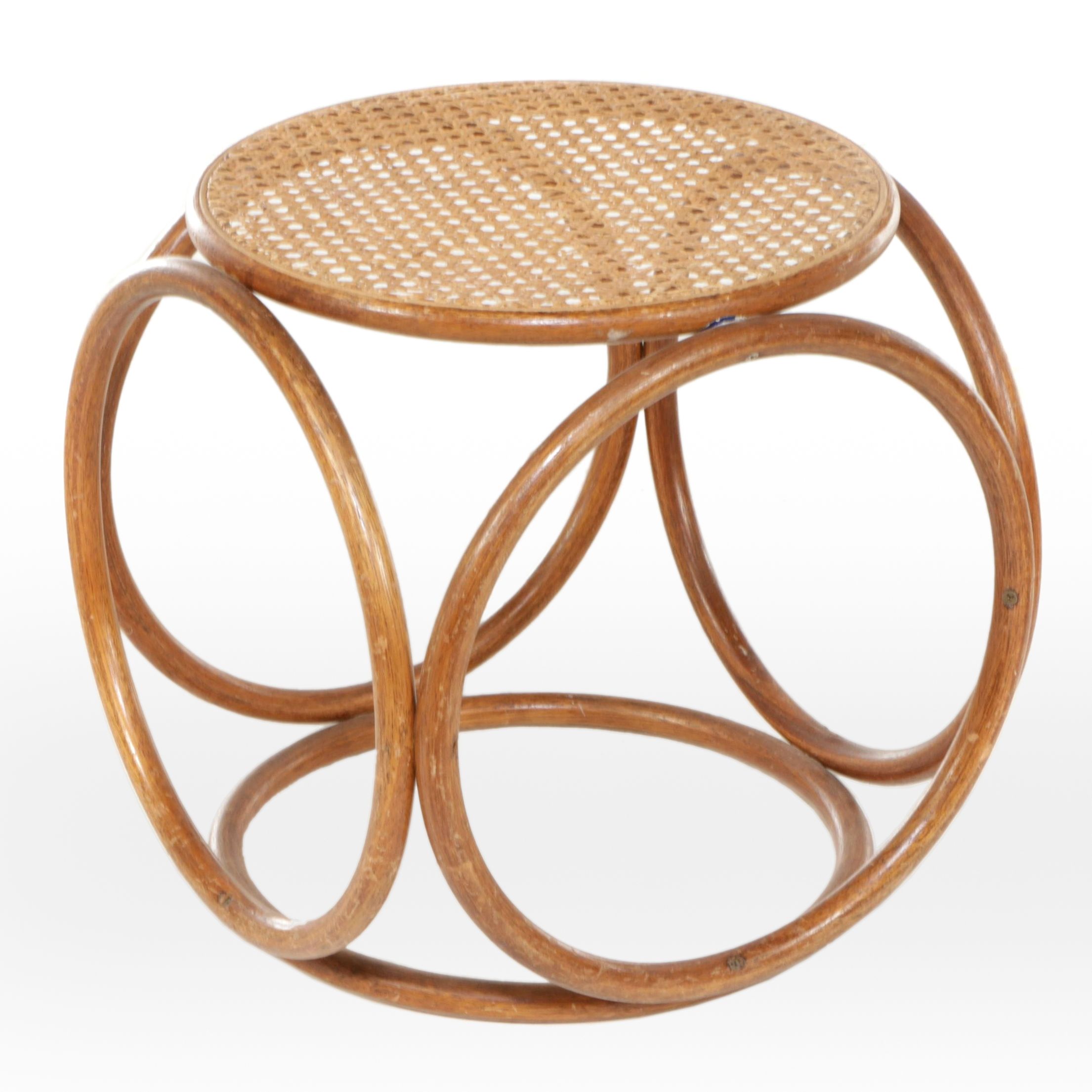 Bent Wood and Cane Side Table, Mid to Late 20th Century