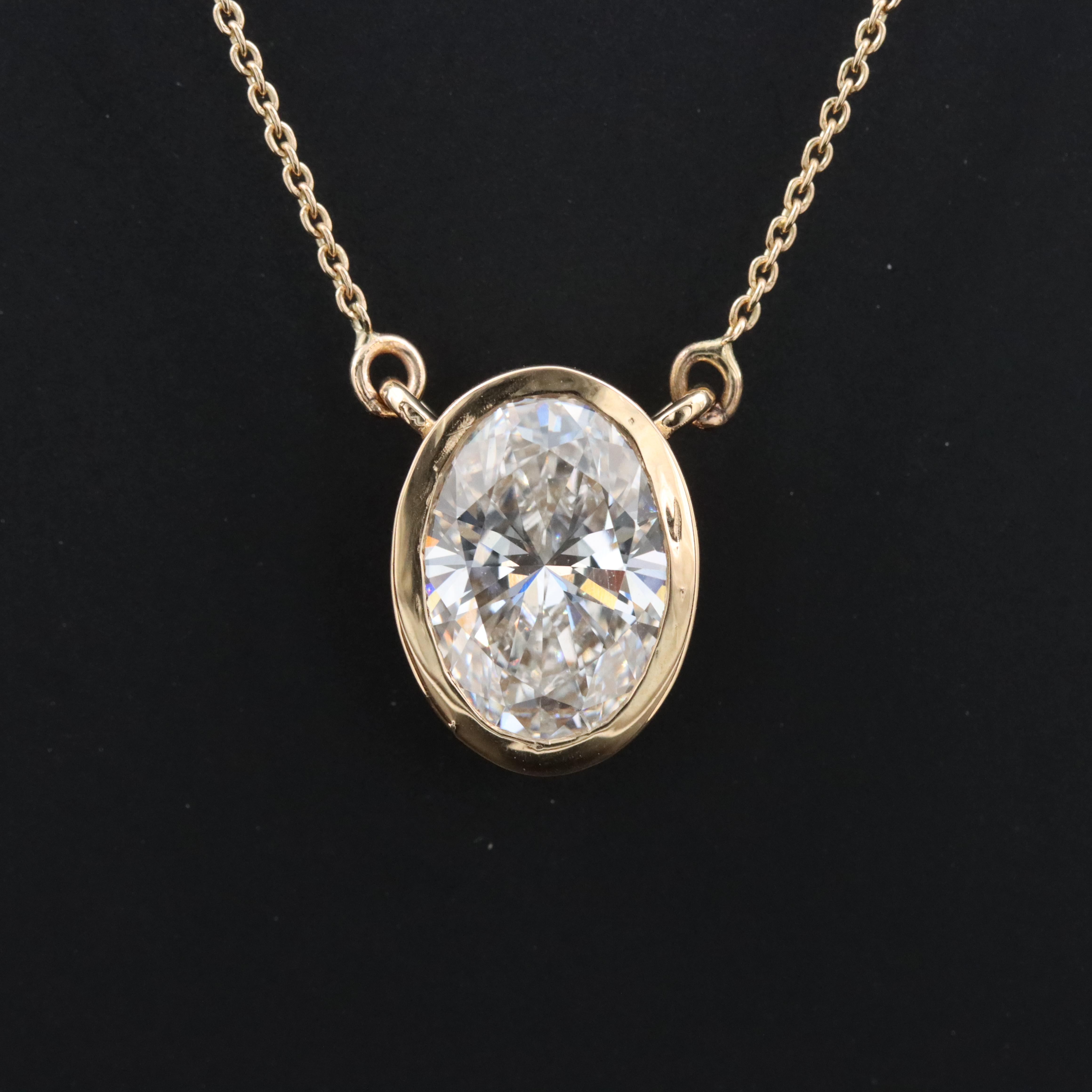 18K 3.05 CT Lab Grown Diamond Solitaire Necklace with IGI Report