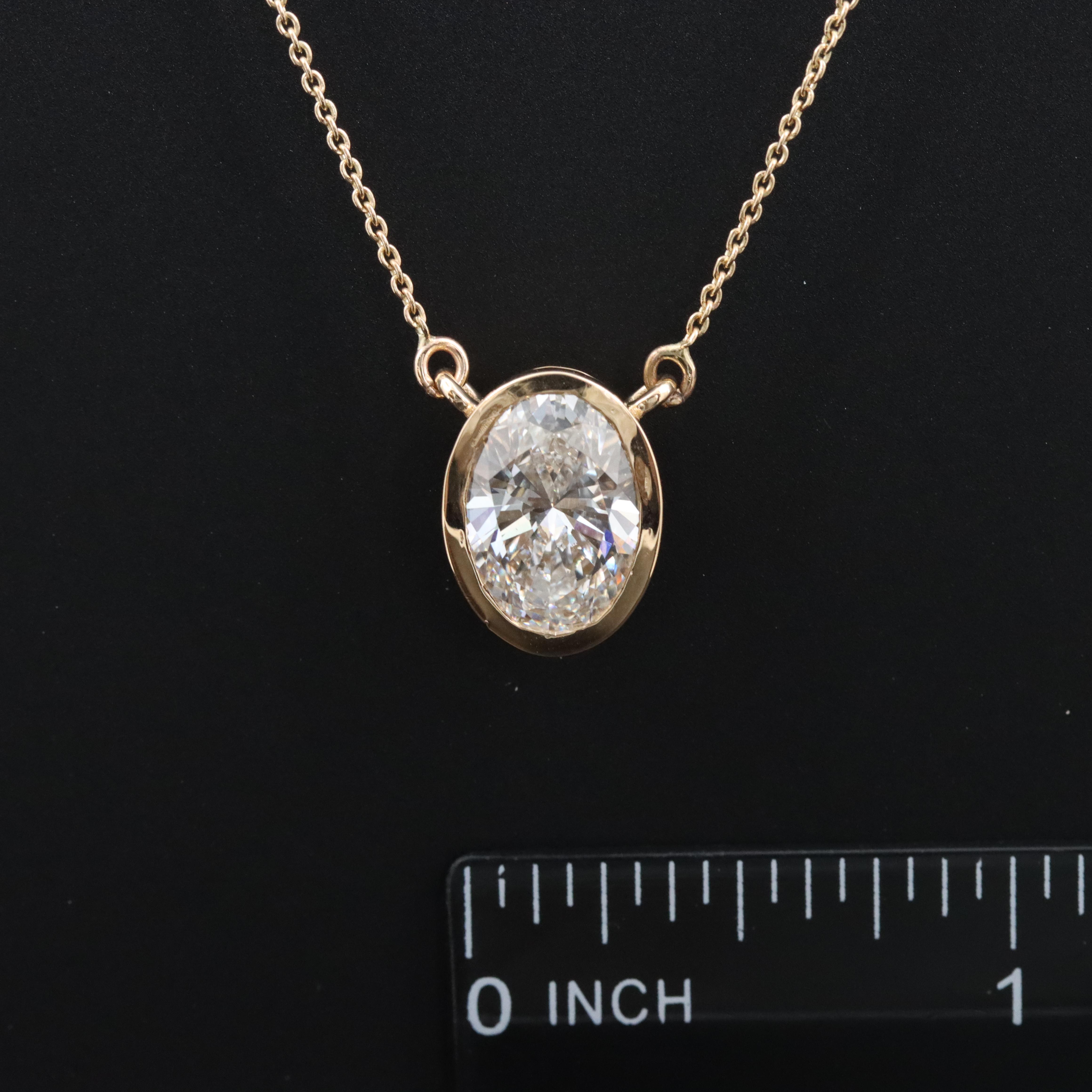 18K 3.05 CT Lab Grown Diamond Solitaire Necklace with IGI Report