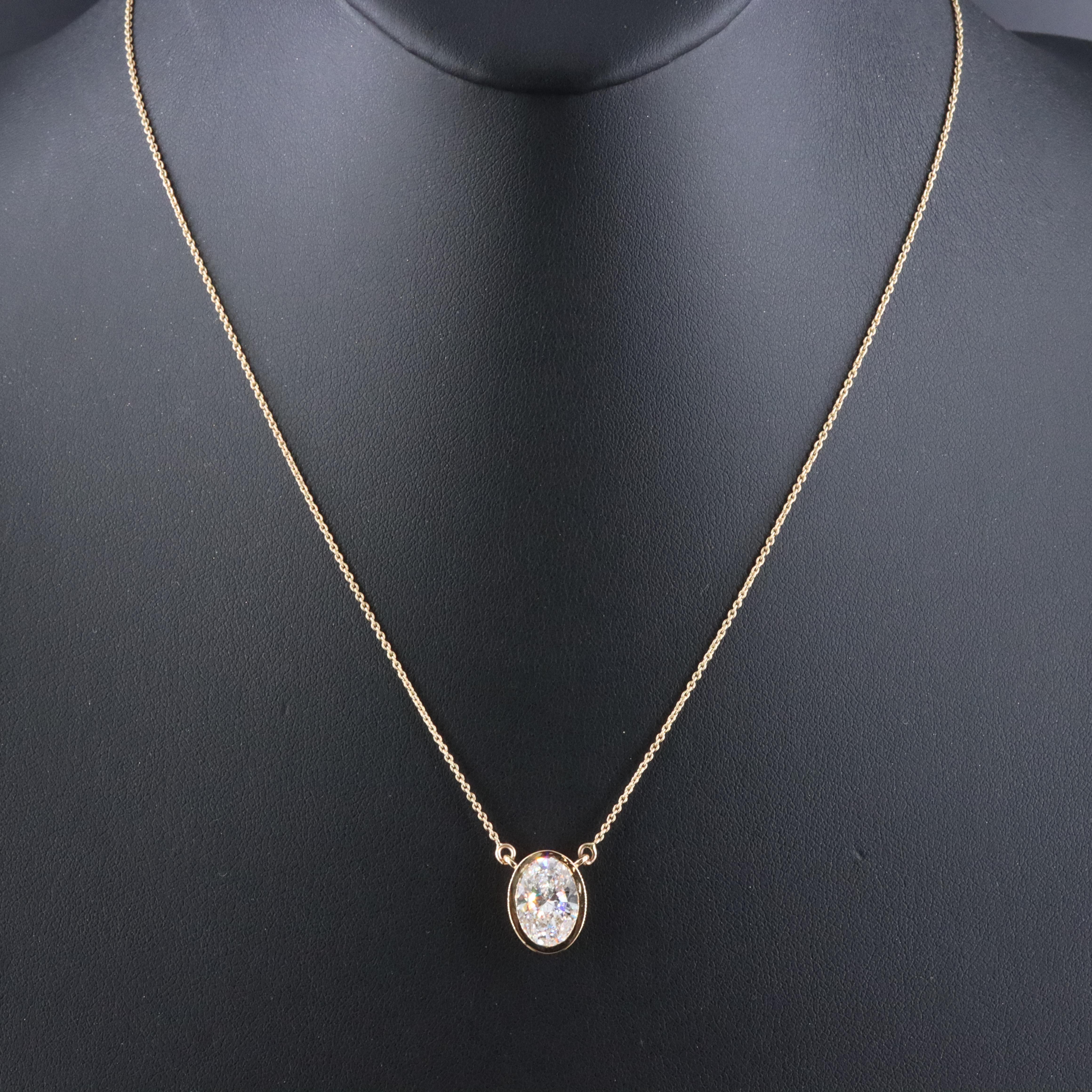 18K 3.05 CT Lab Grown Diamond Solitaire Necklace with IGI Report