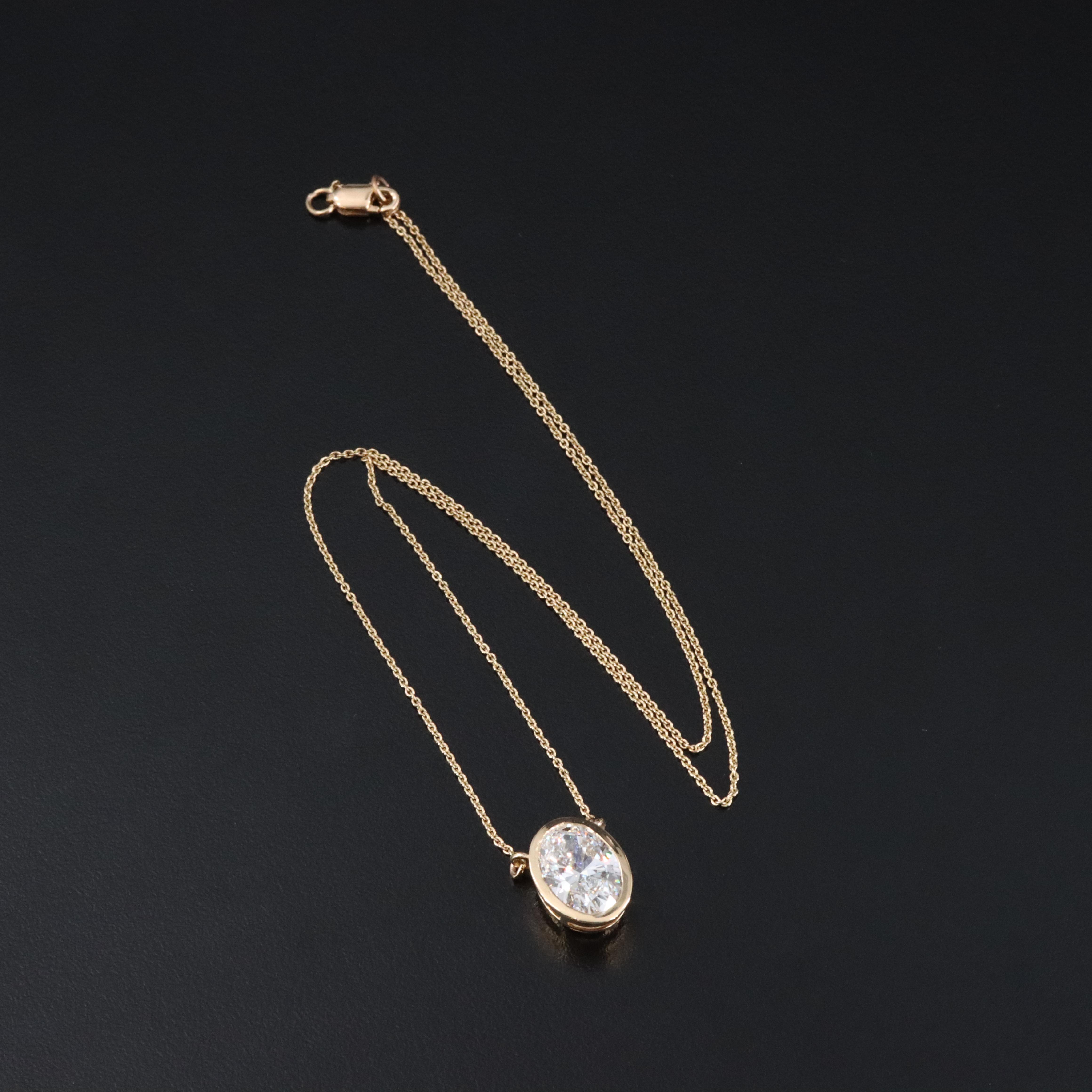 18K 3.05 CT Lab Grown Diamond Solitaire Necklace with IGI Report