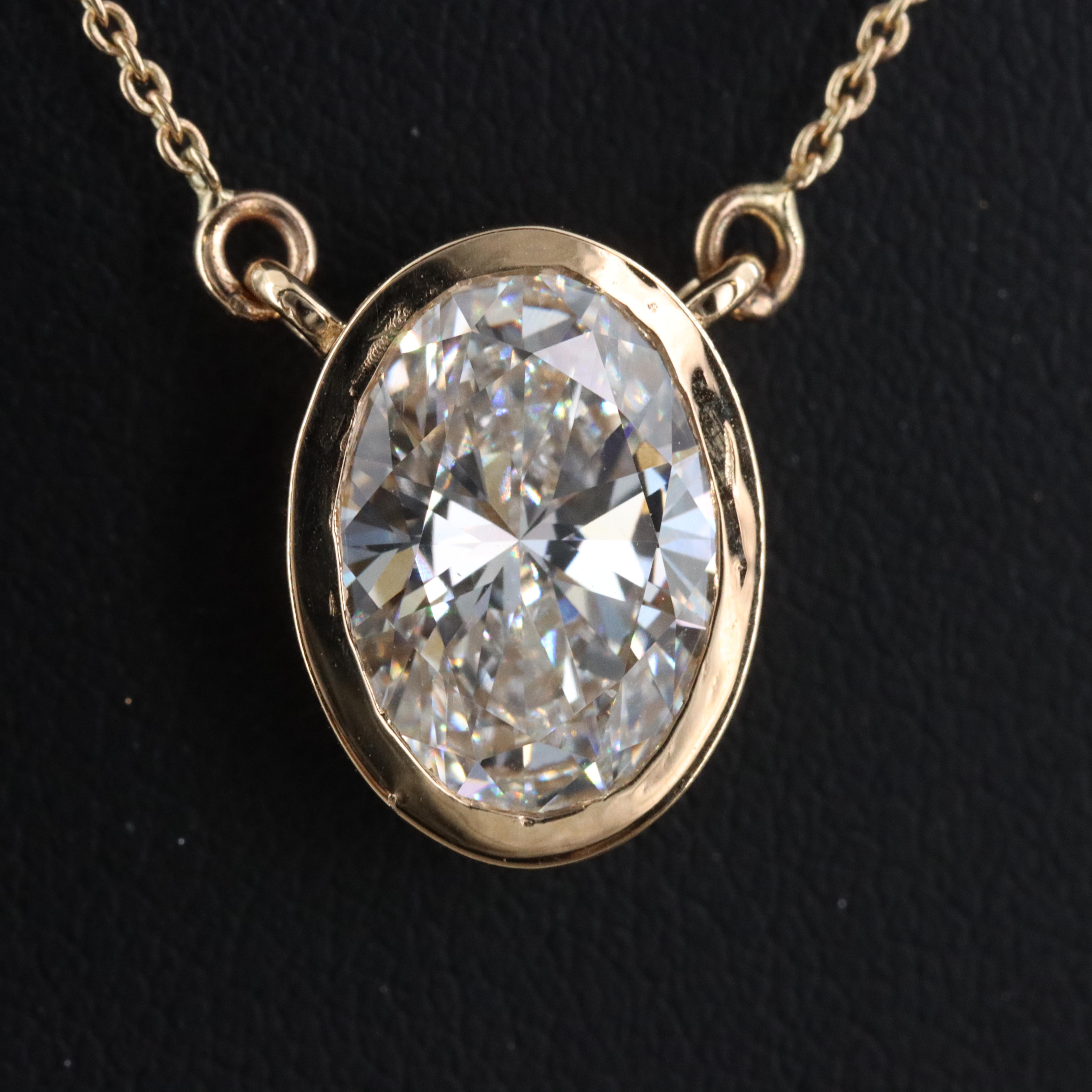 18K 3.05 CT Lab Grown Diamond Solitaire Necklace with IGI Report