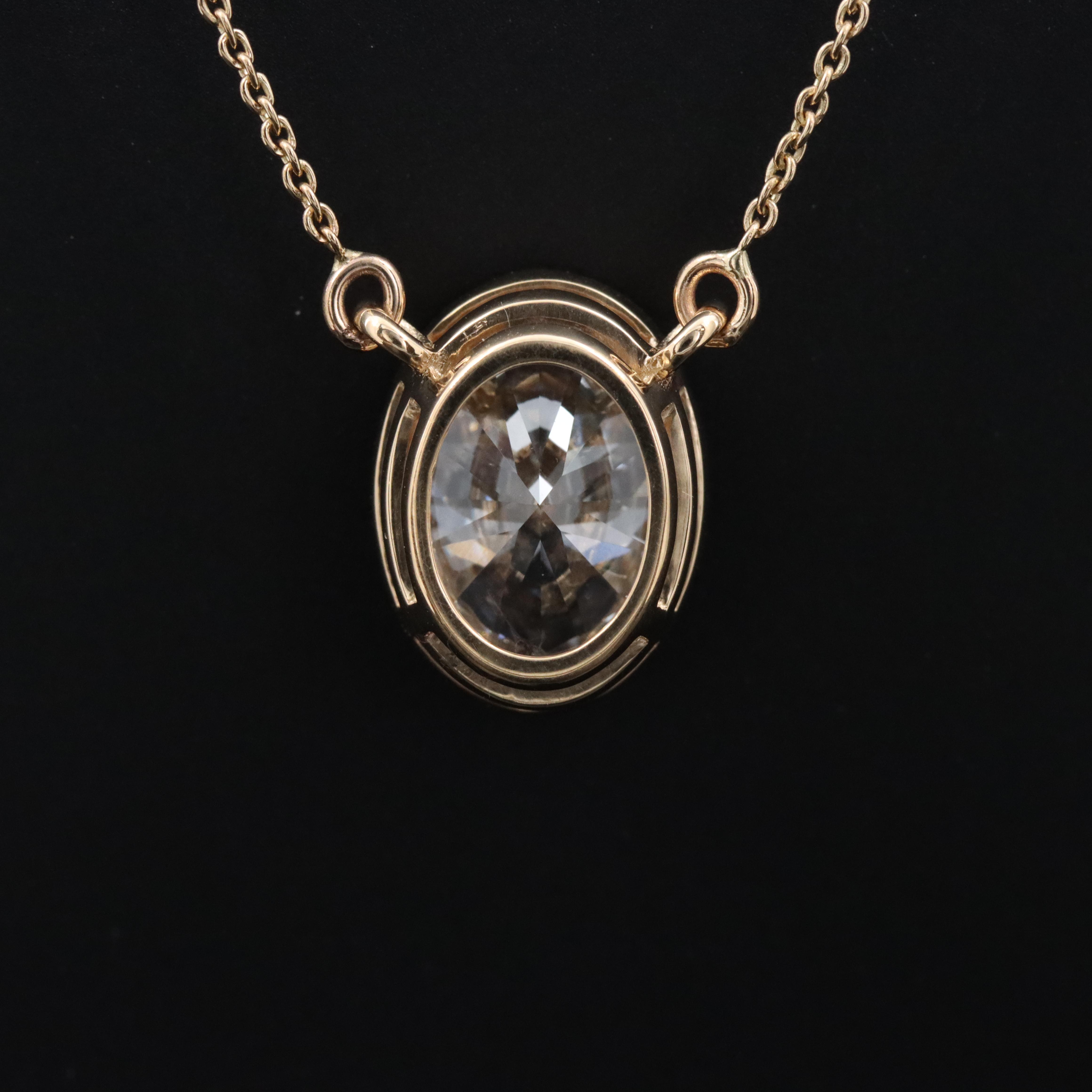 18K 3.05 CT Lab Grown Diamond Solitaire Necklace with IGI Report