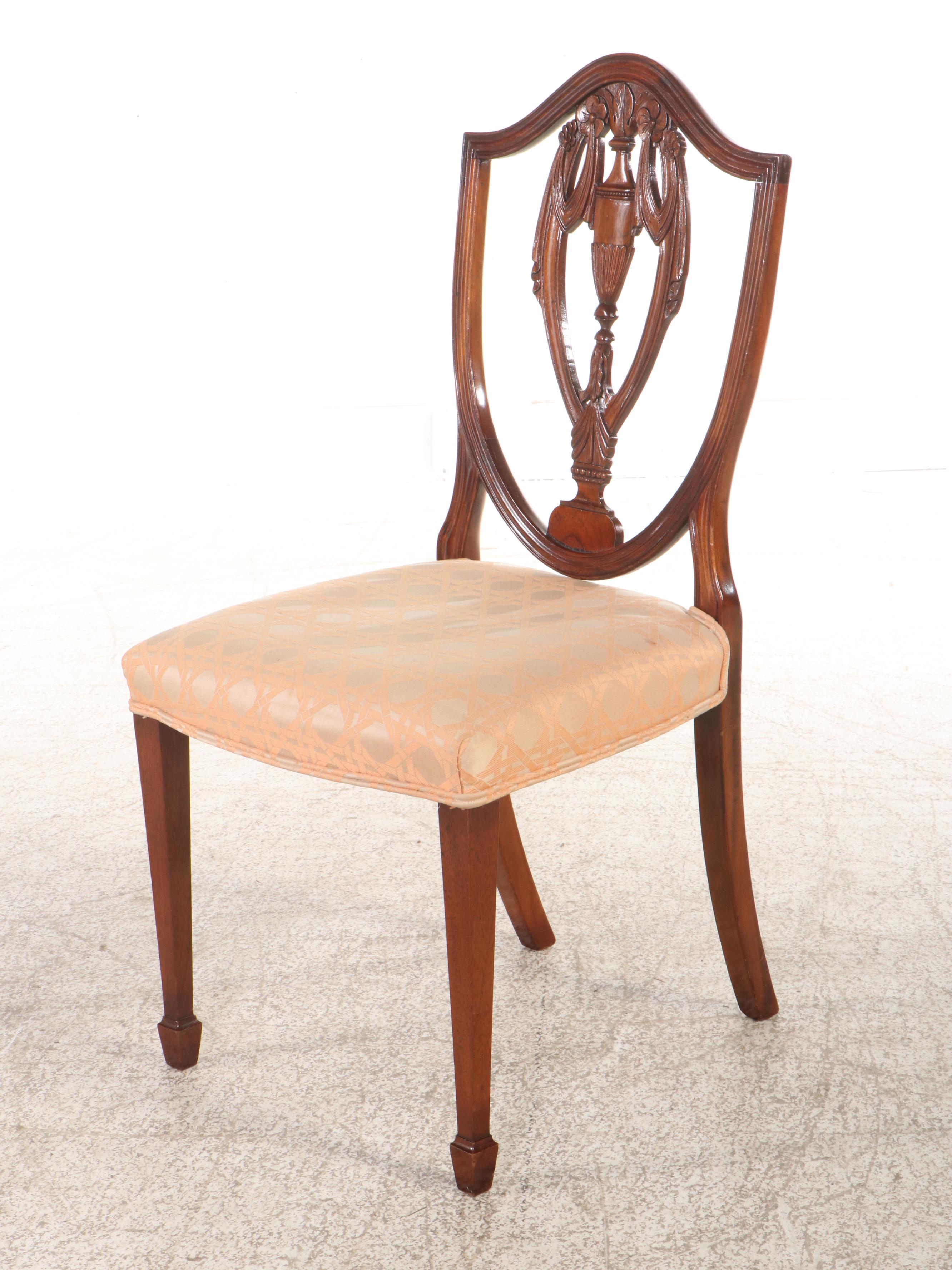 Set of Six Hepplewhite Style Carved Mahogany Sailed-Back Dining Chairs