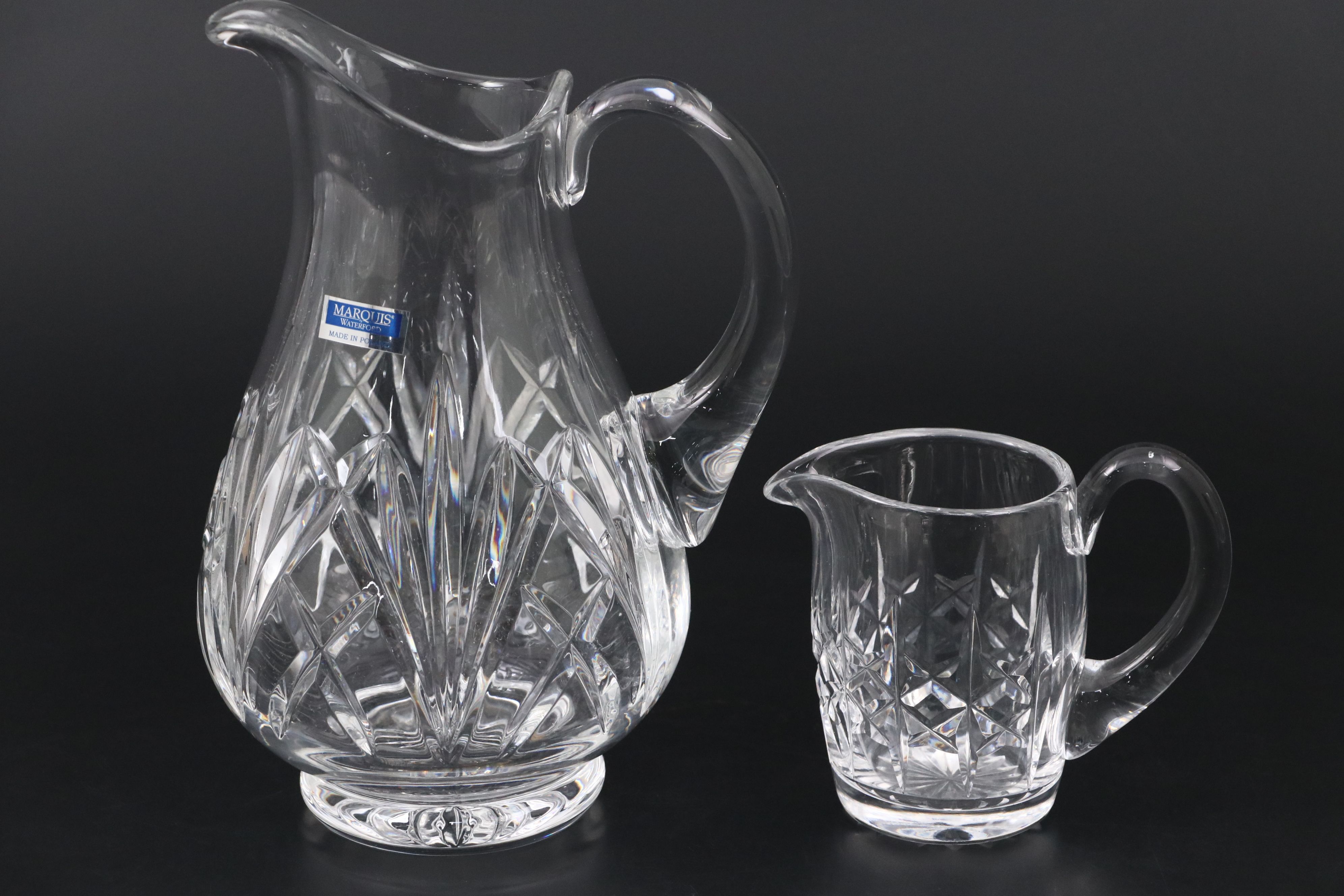 Waterford Marquis "Brookside" Pitcher and "Markham" Creamer with Crystal Bowl