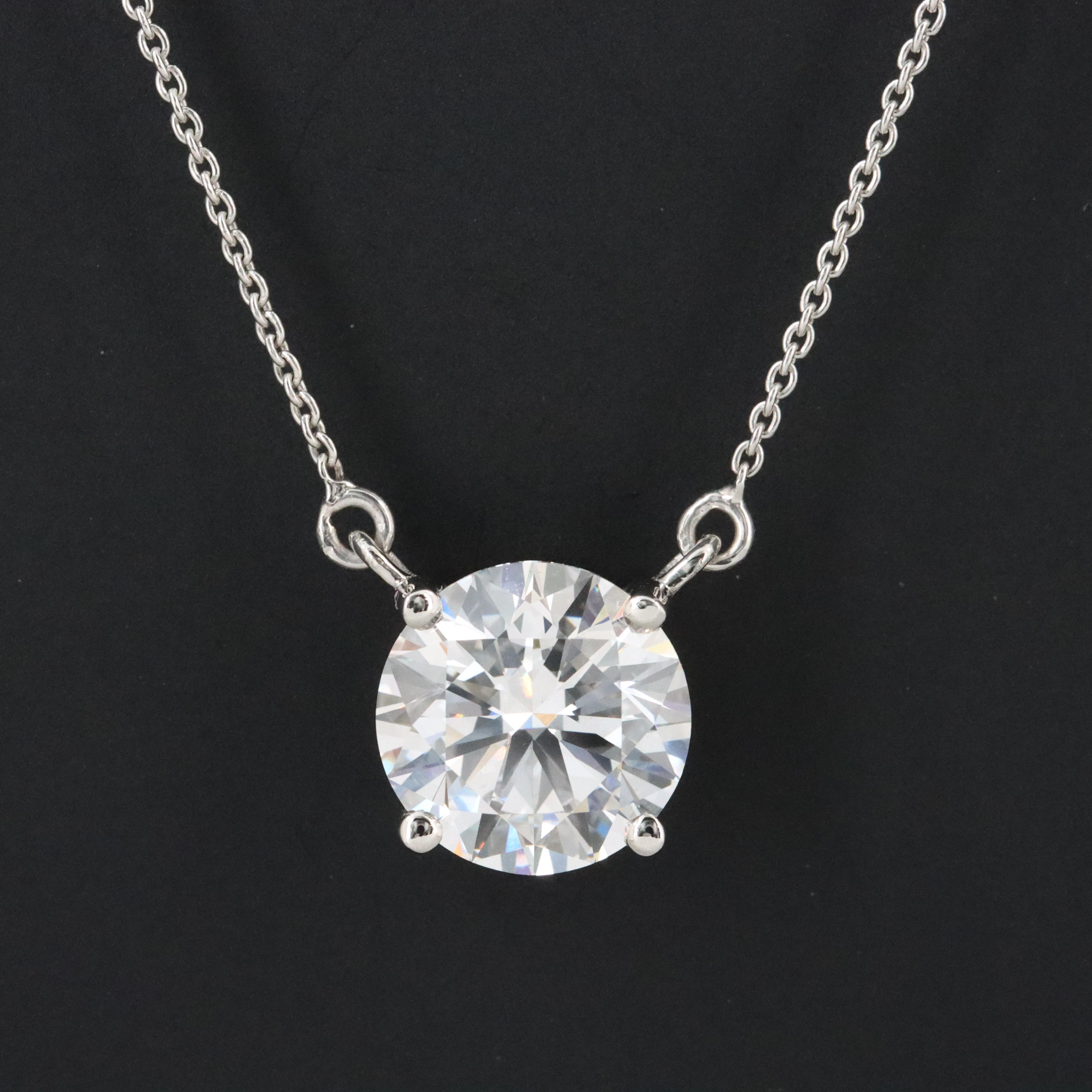 Platinum 4.02 CT Lab Grown Diamond Solitaire Necklace with IGI Report