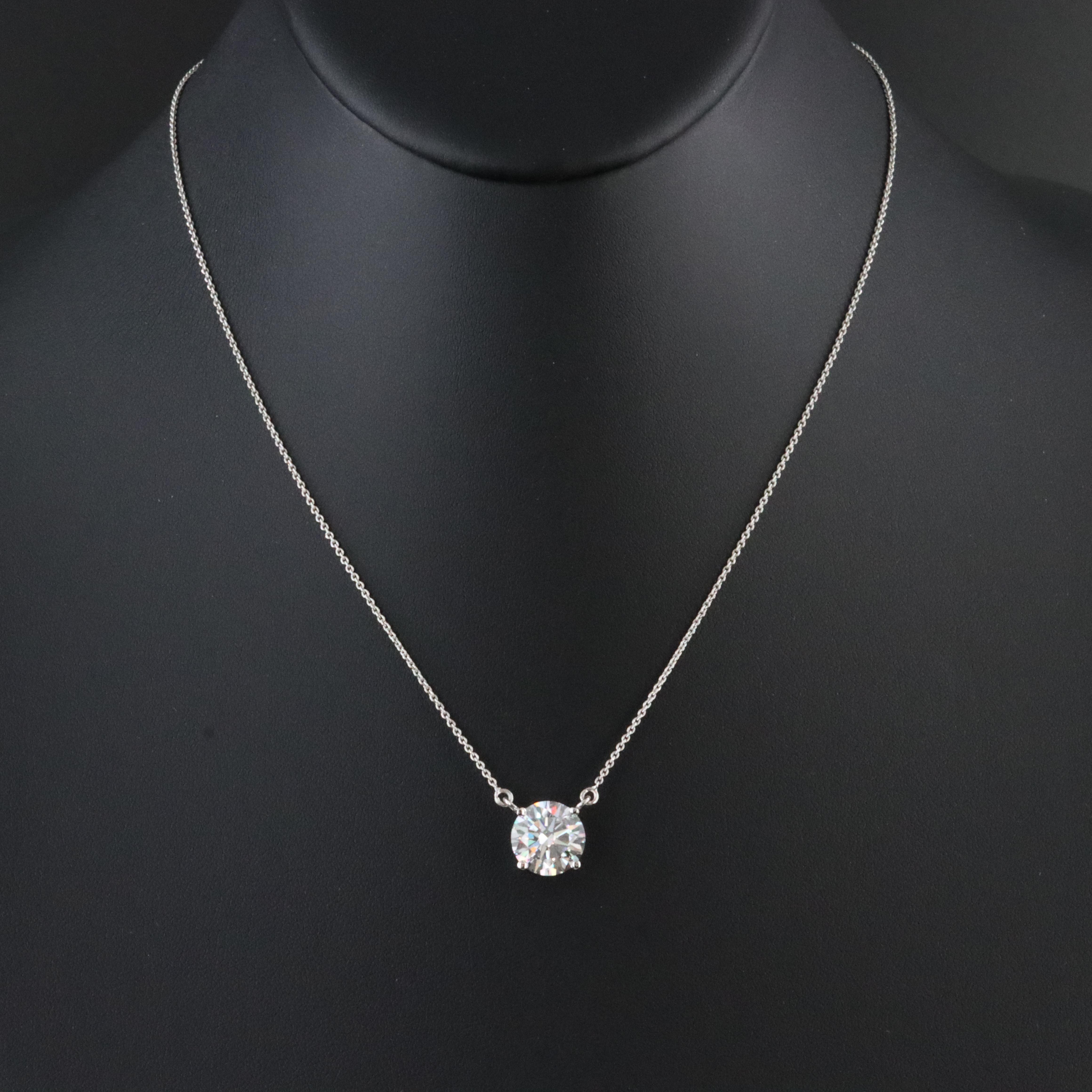 Platinum 4.02 CT Lab Grown Diamond Solitaire Necklace with IGI Report