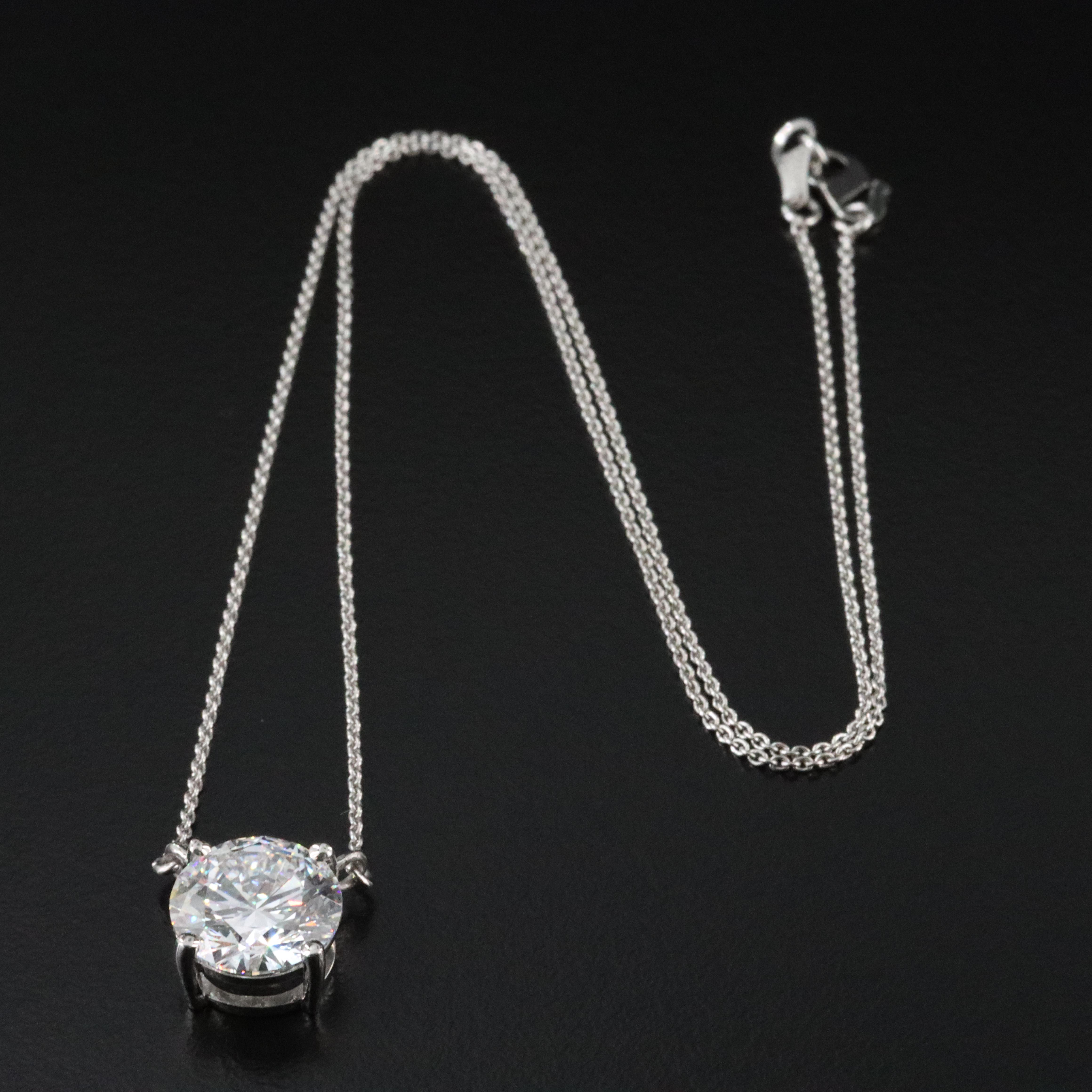 Platinum 4.02 CT Lab Grown Diamond Solitaire Necklace with IGI Report