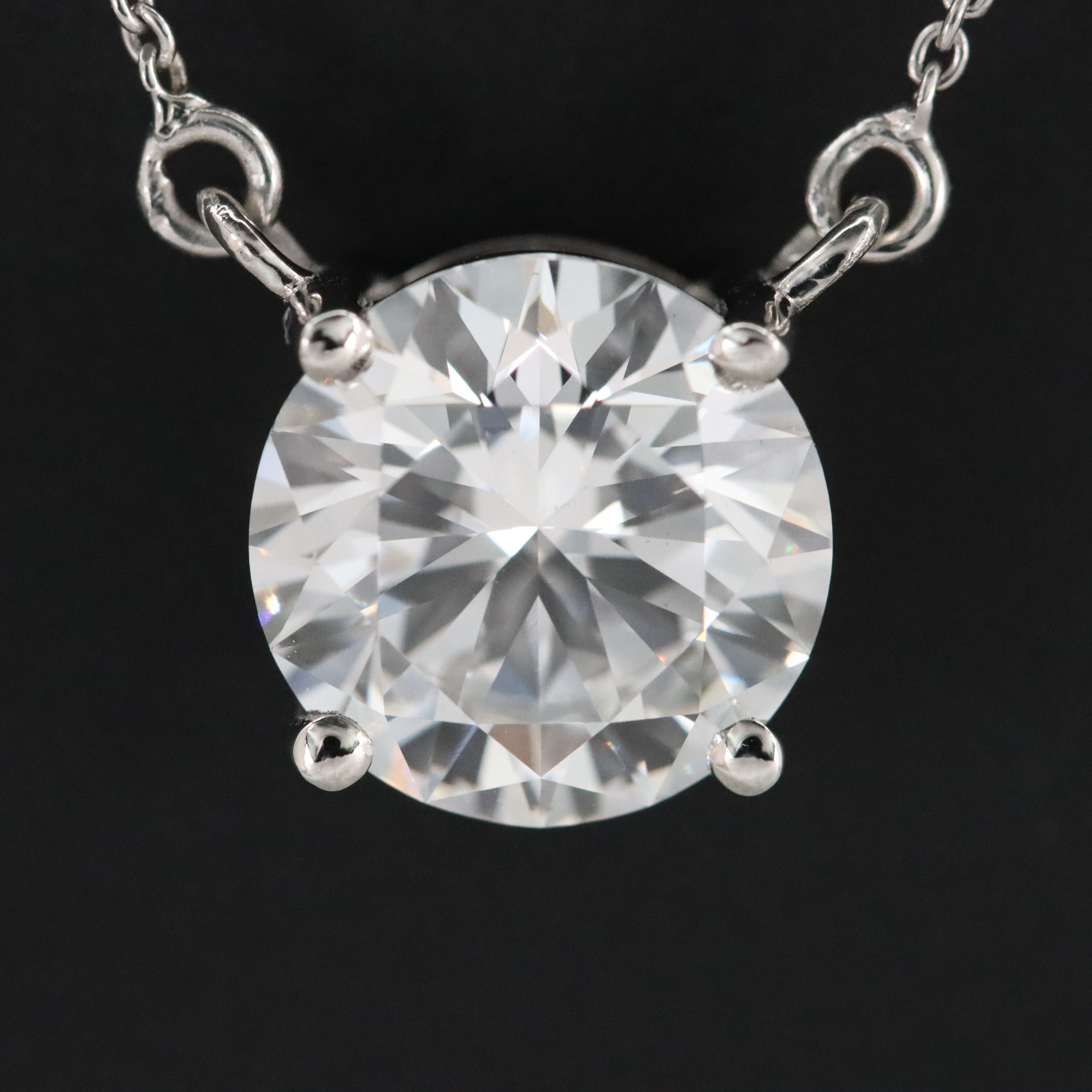 Platinum 4.02 CT Lab Grown Diamond Solitaire Necklace with IGI Report