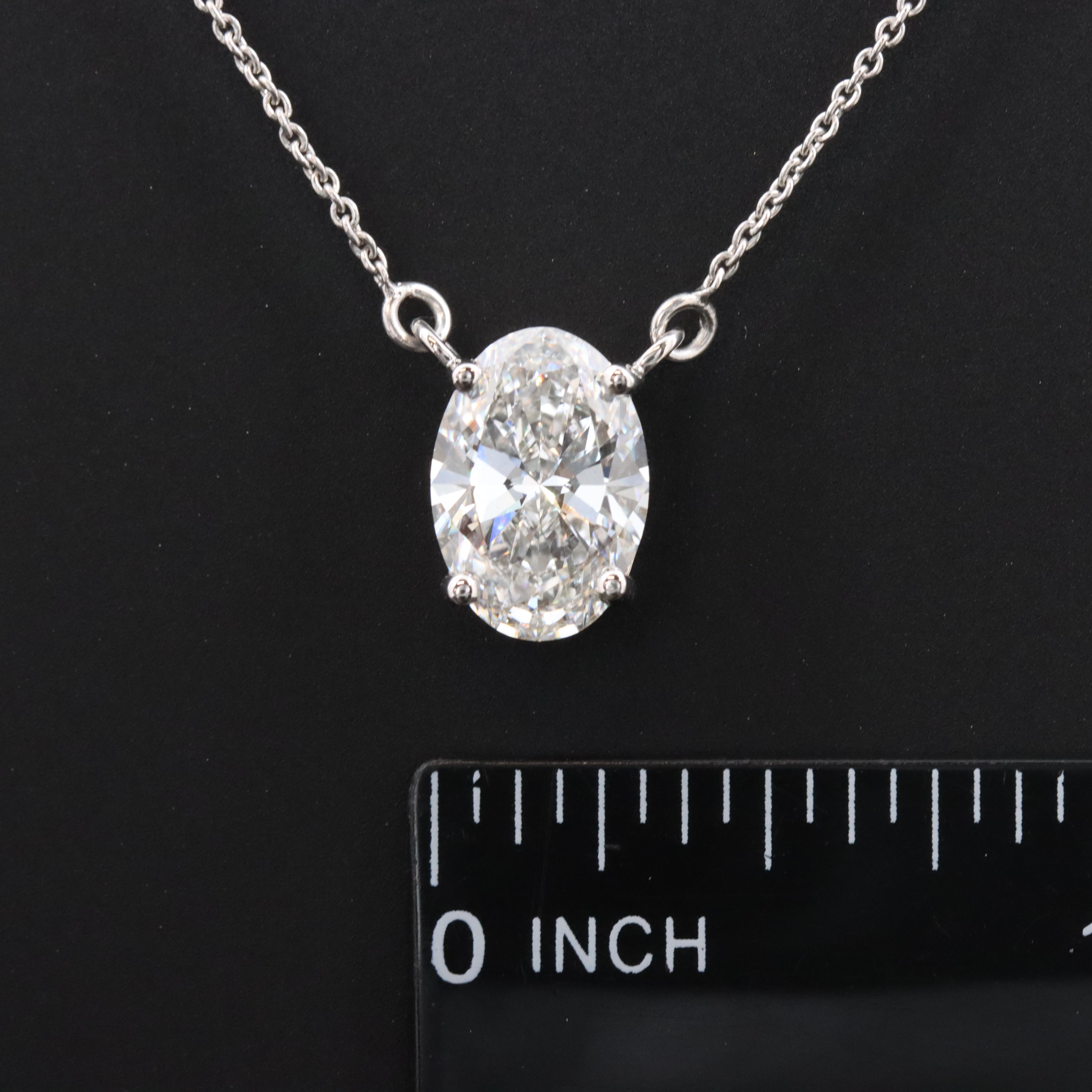 Platinum 3.02 CT Lab Grown Diamond Solitaire Necklace with IGI Report