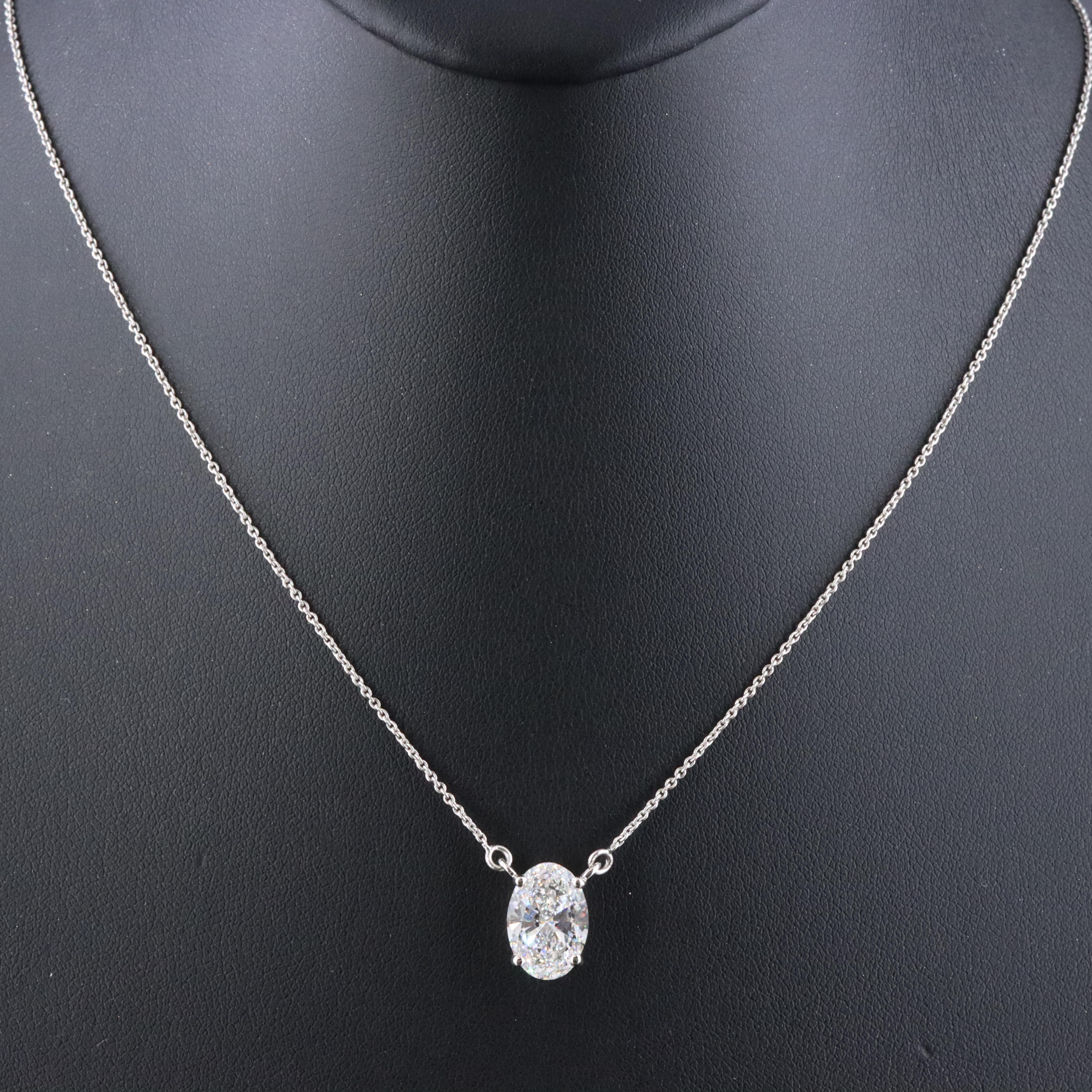Platinum 3.02 CT Lab Grown Diamond Solitaire Necklace with IGI Report