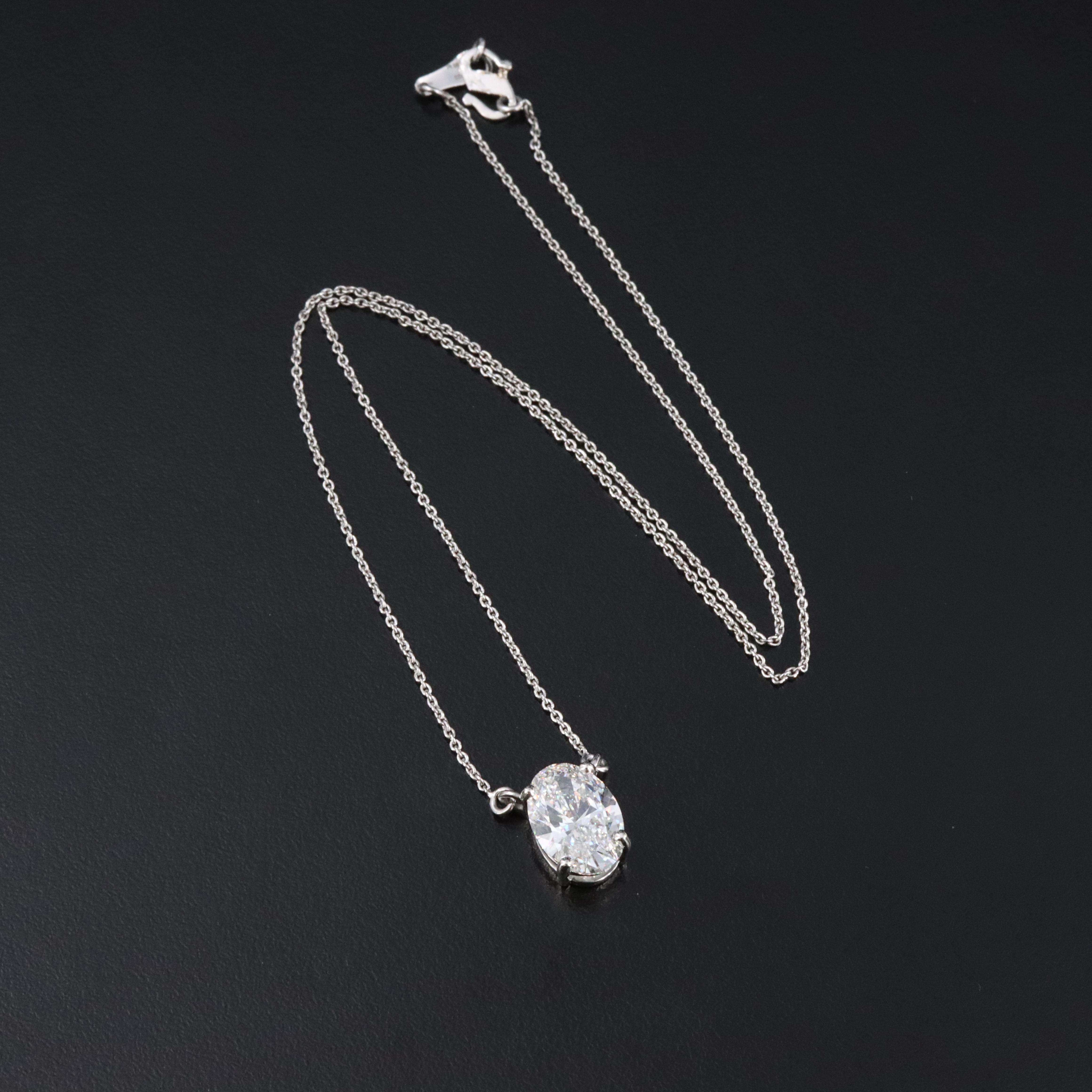Platinum 3.02 CT Lab Grown Diamond Solitaire Necklace with IGI Report