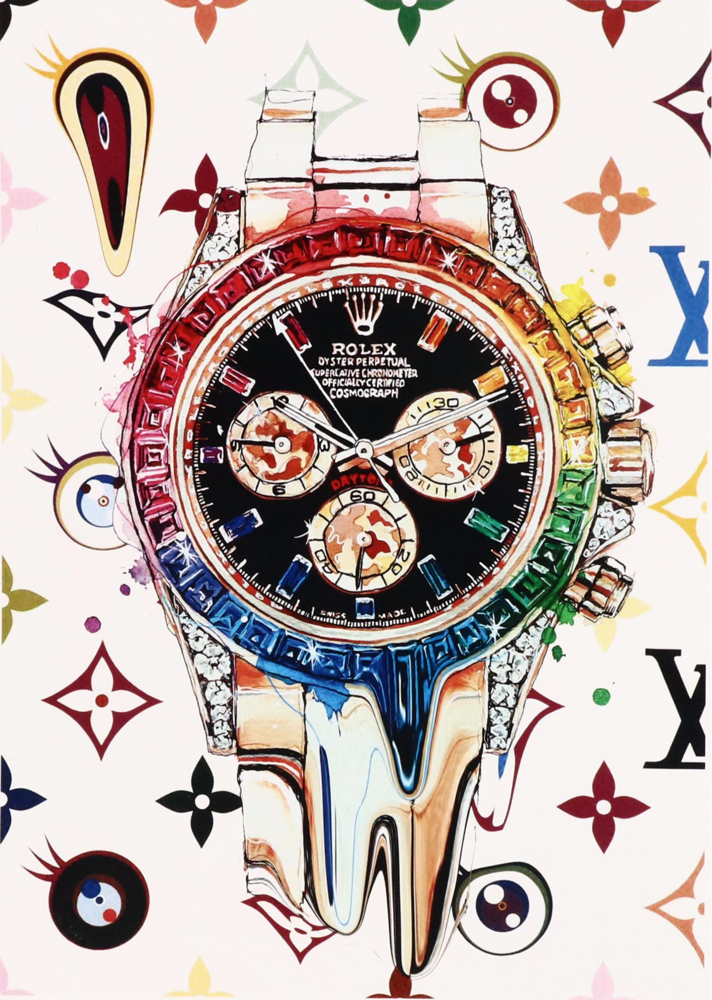 Death NYC Pop Art Digital Print Featuring Louis Vuitton x Melting Rolex, 2022