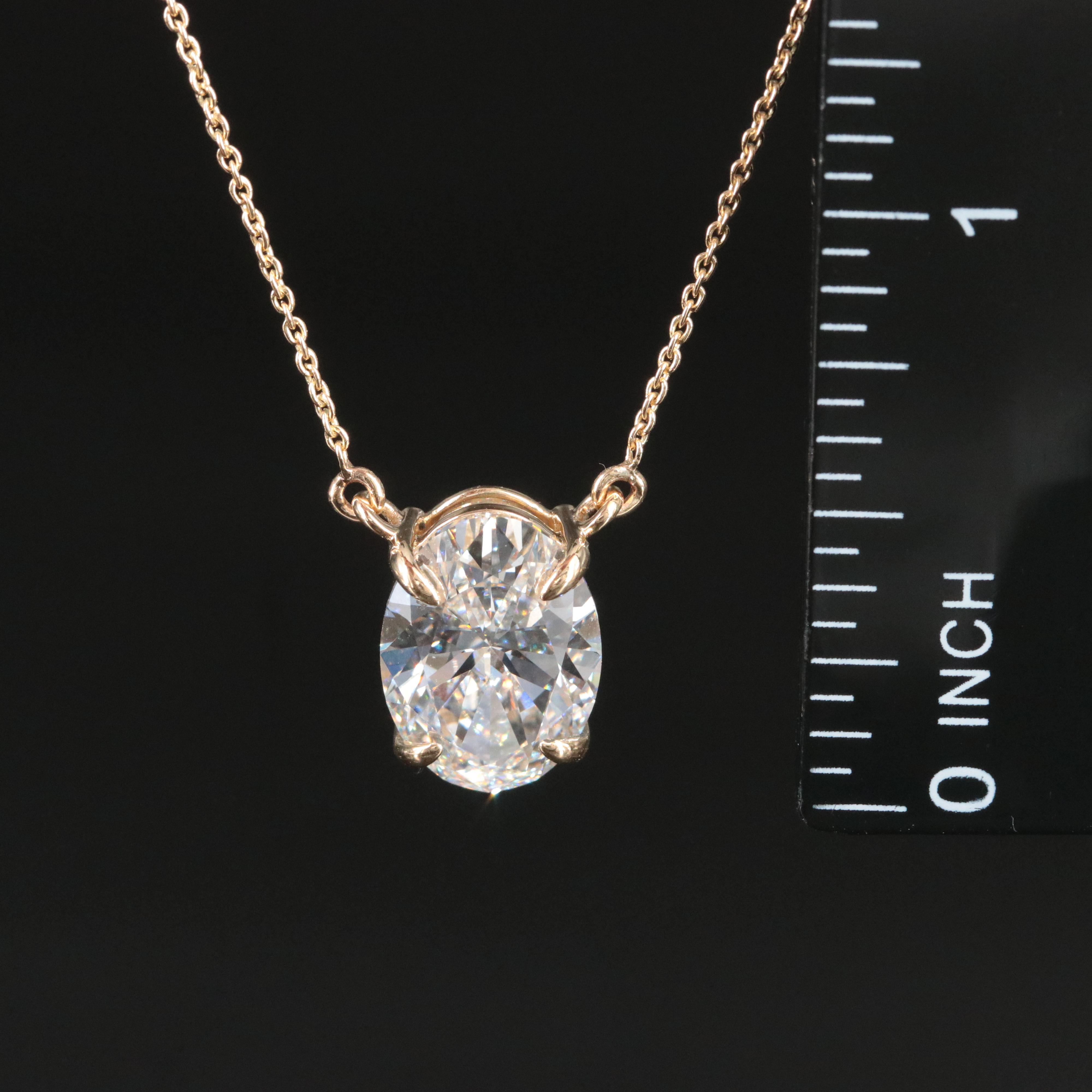 18K 4.58 CT Lab Grown Diamond Solitaire Necklace with IGI Report