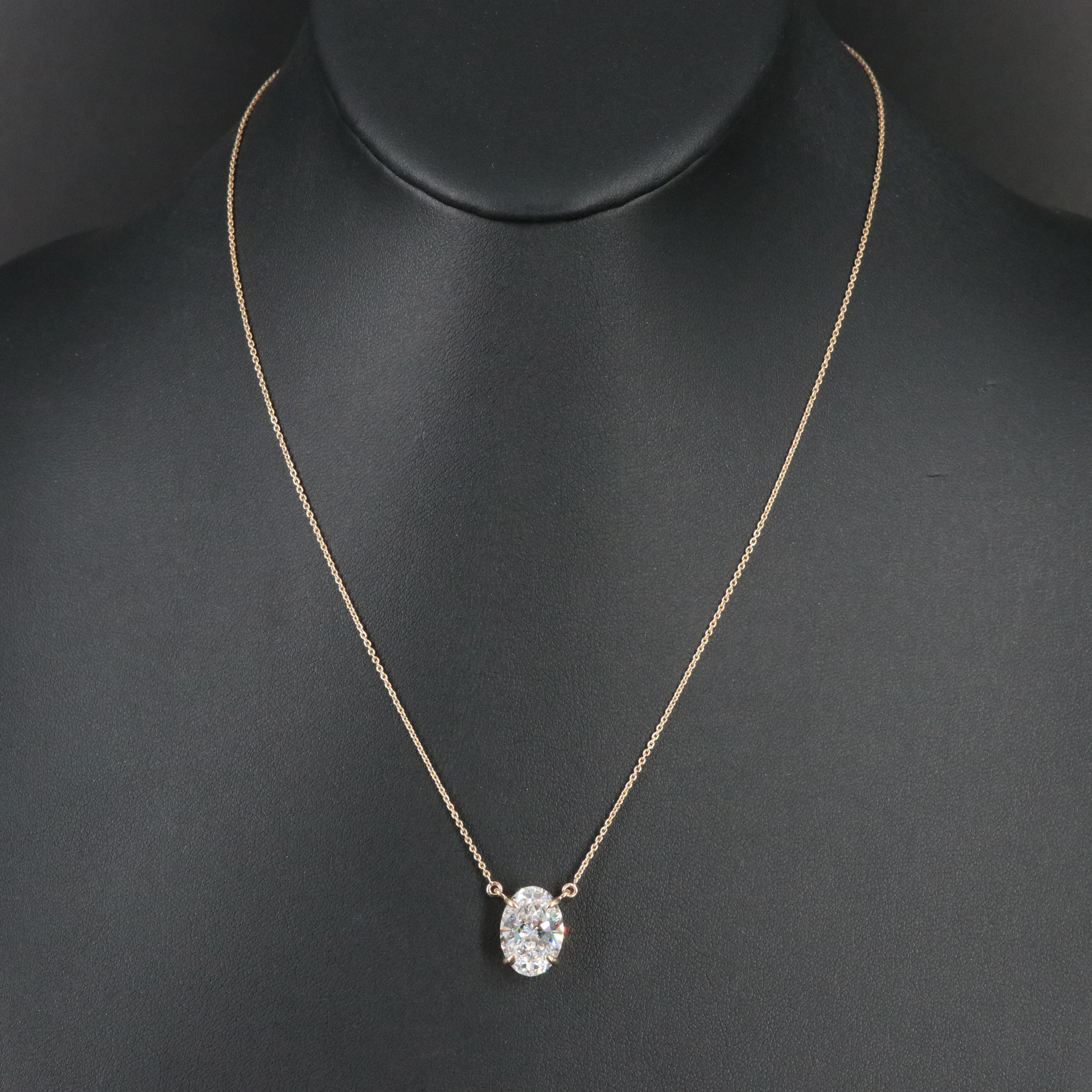 18K 4.58 CT Lab Grown Diamond Solitaire Necklace with IGI Report