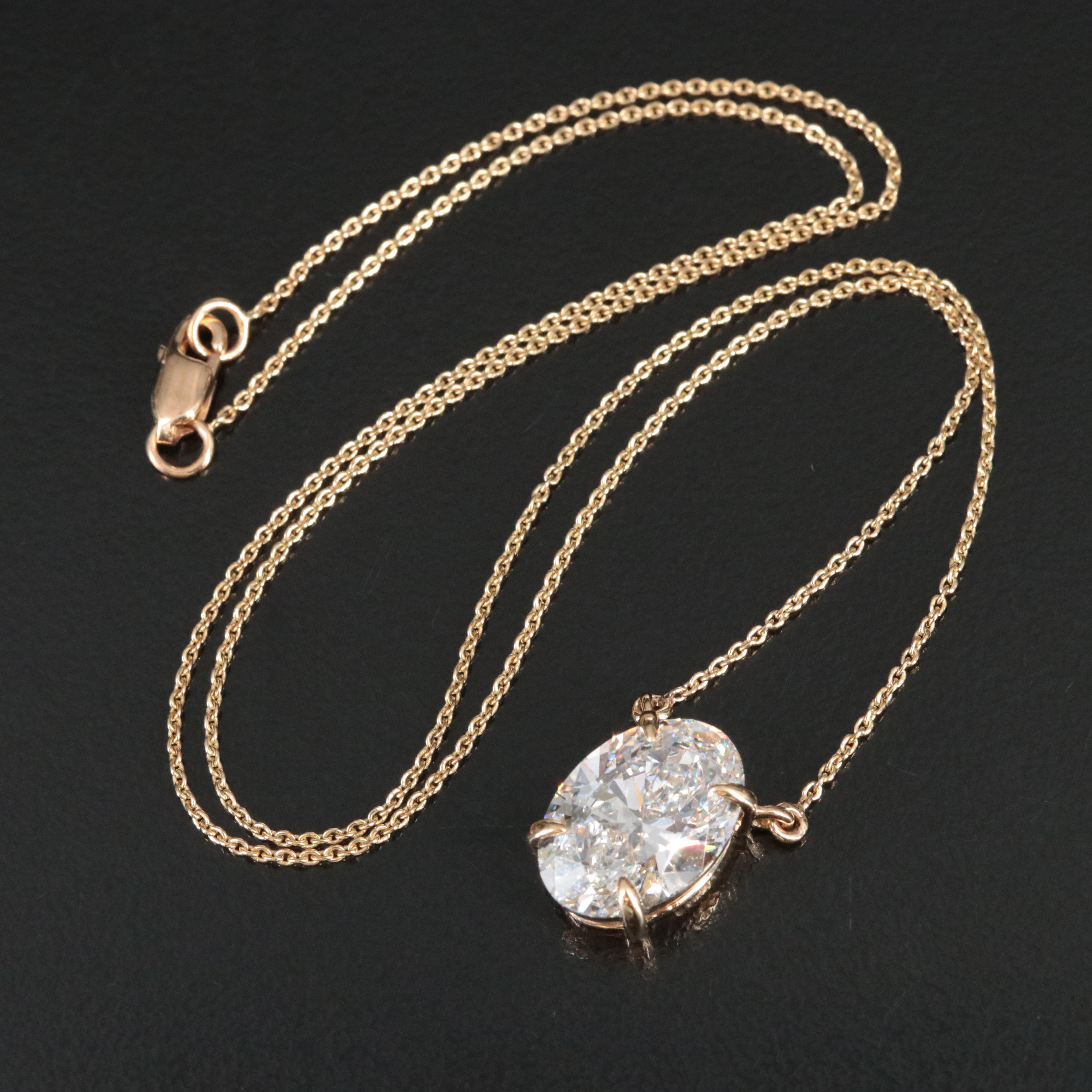 18K 4.58 CT Lab Grown Diamond Solitaire Necklace with IGI Report