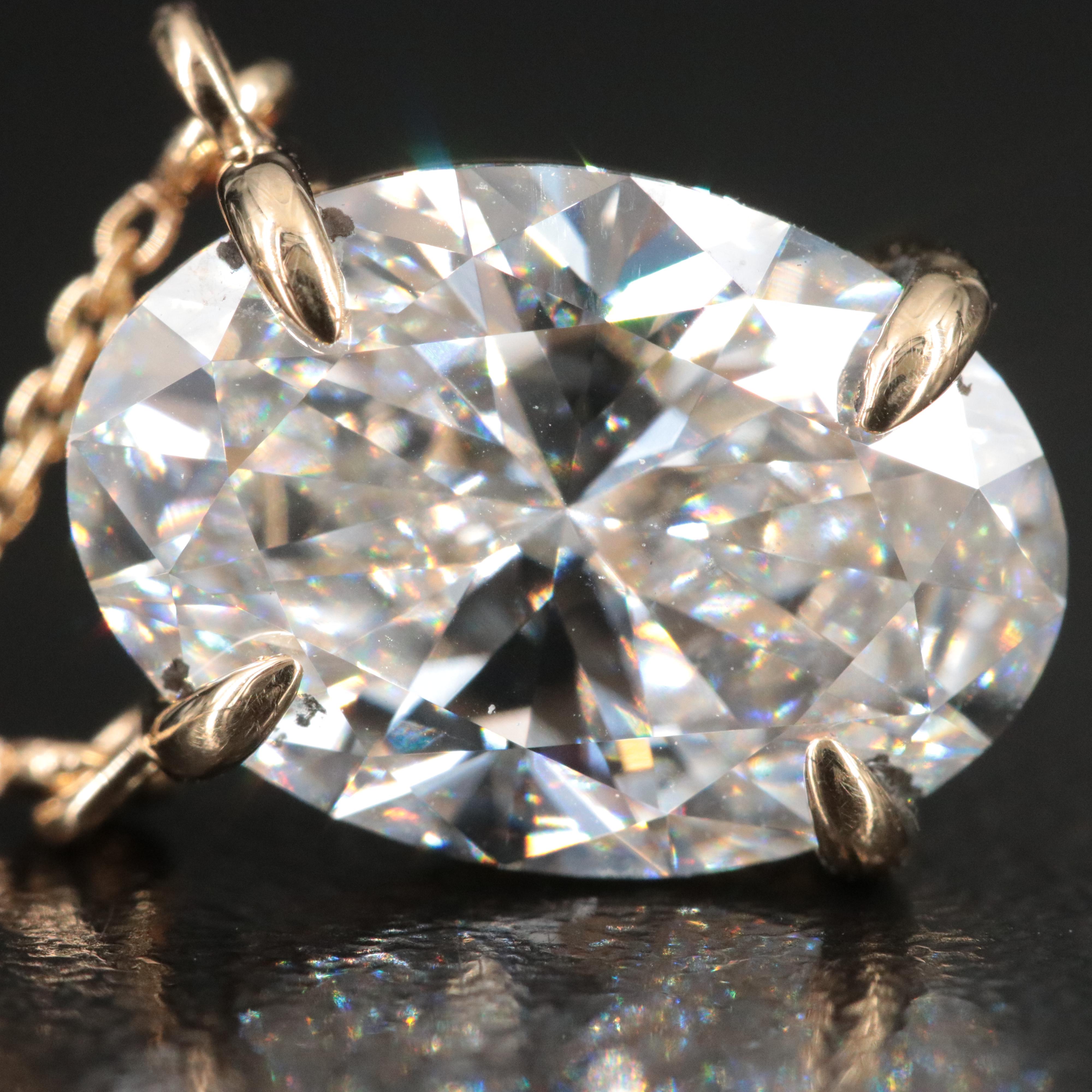 18K 4.58 CT Lab Grown Diamond Solitaire Necklace with IGI Report