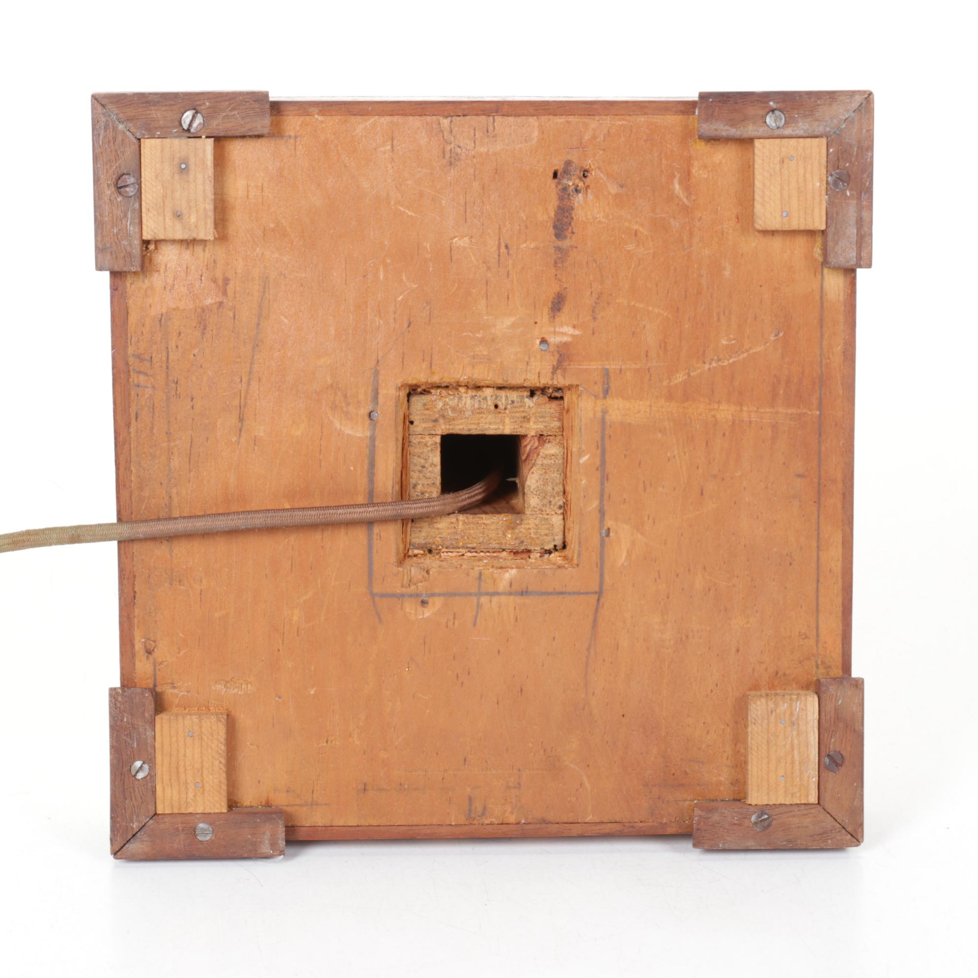 Craftsman Style Chevron Mixed Woods Parquetry Table Lamp, Vintage