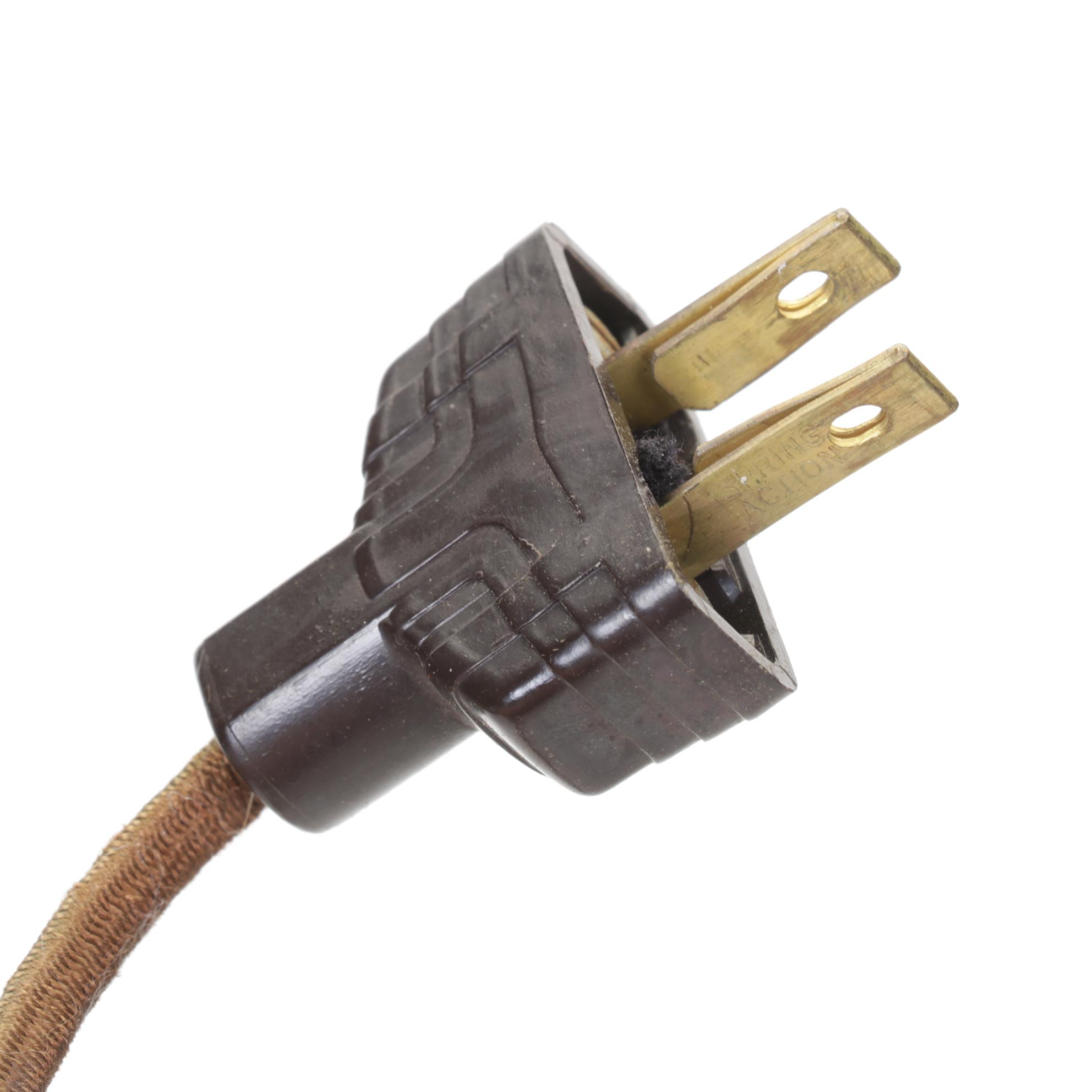 Craftsman Style Chevron Mixed Woods Parquetry Table Lamp, Vintage