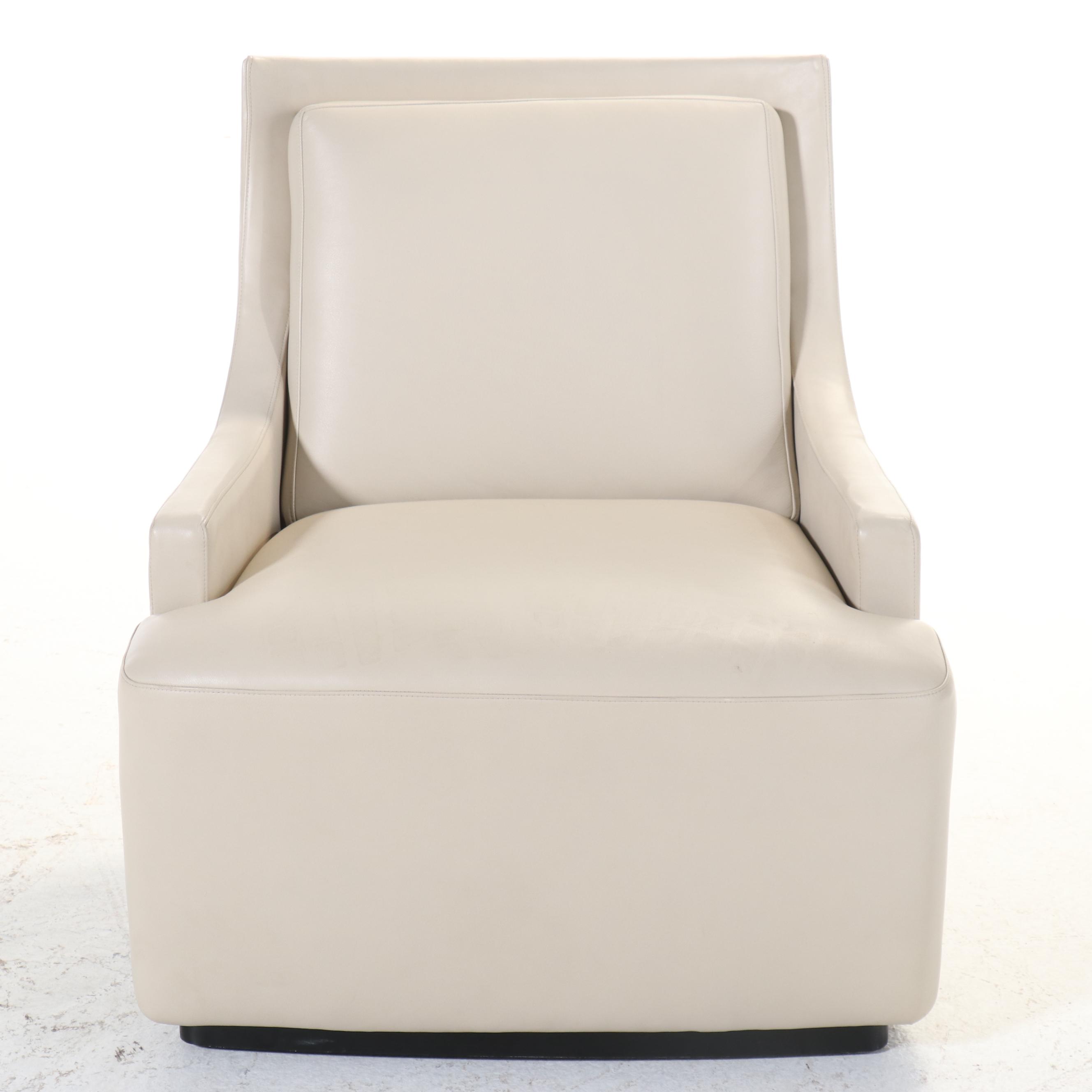 Hickory Business Furniture Modernist Style Leather Swivel Club Chair, 2015