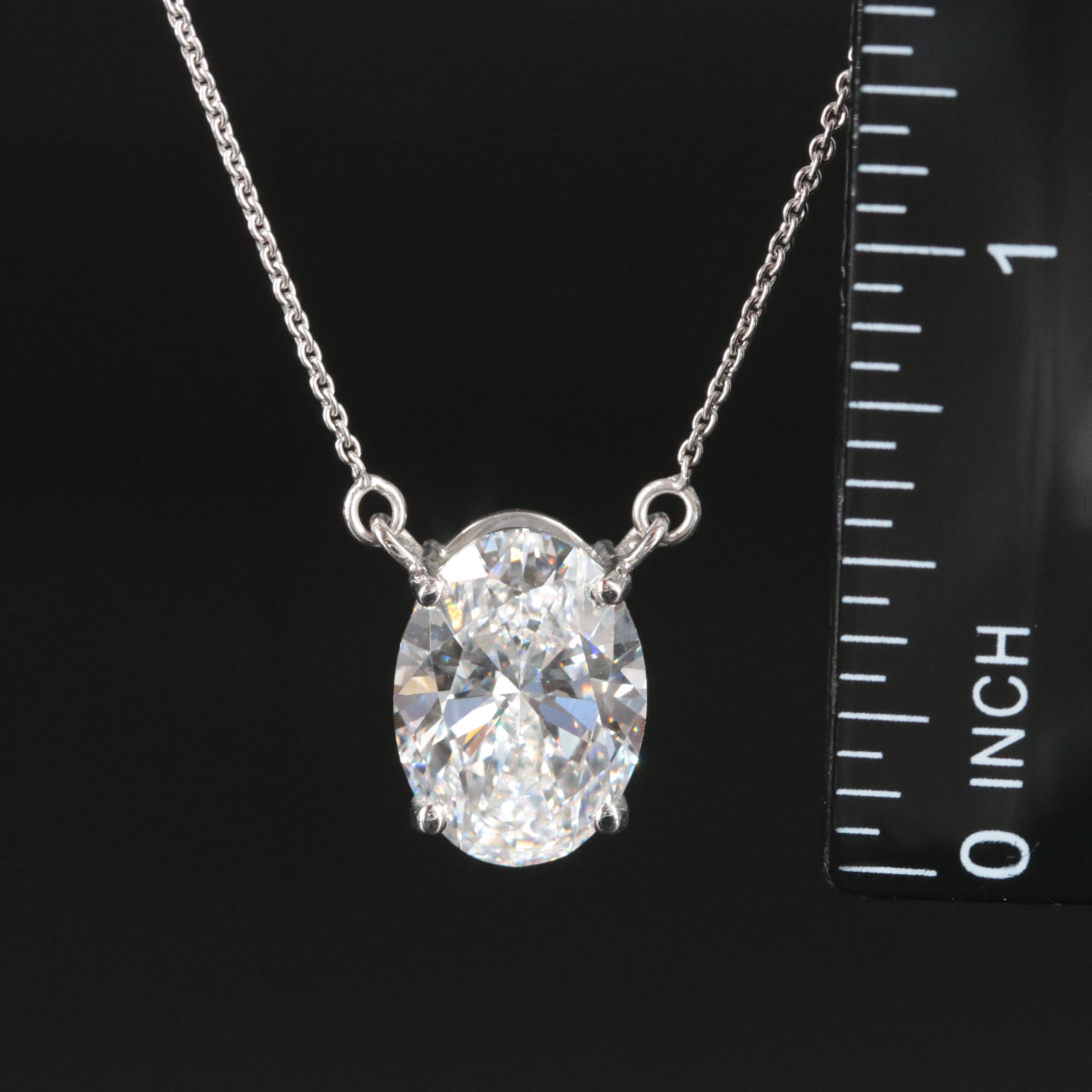 Platinum 6.04 CT Lab Grown Diamond Solitaire Necklace with IGI Report
