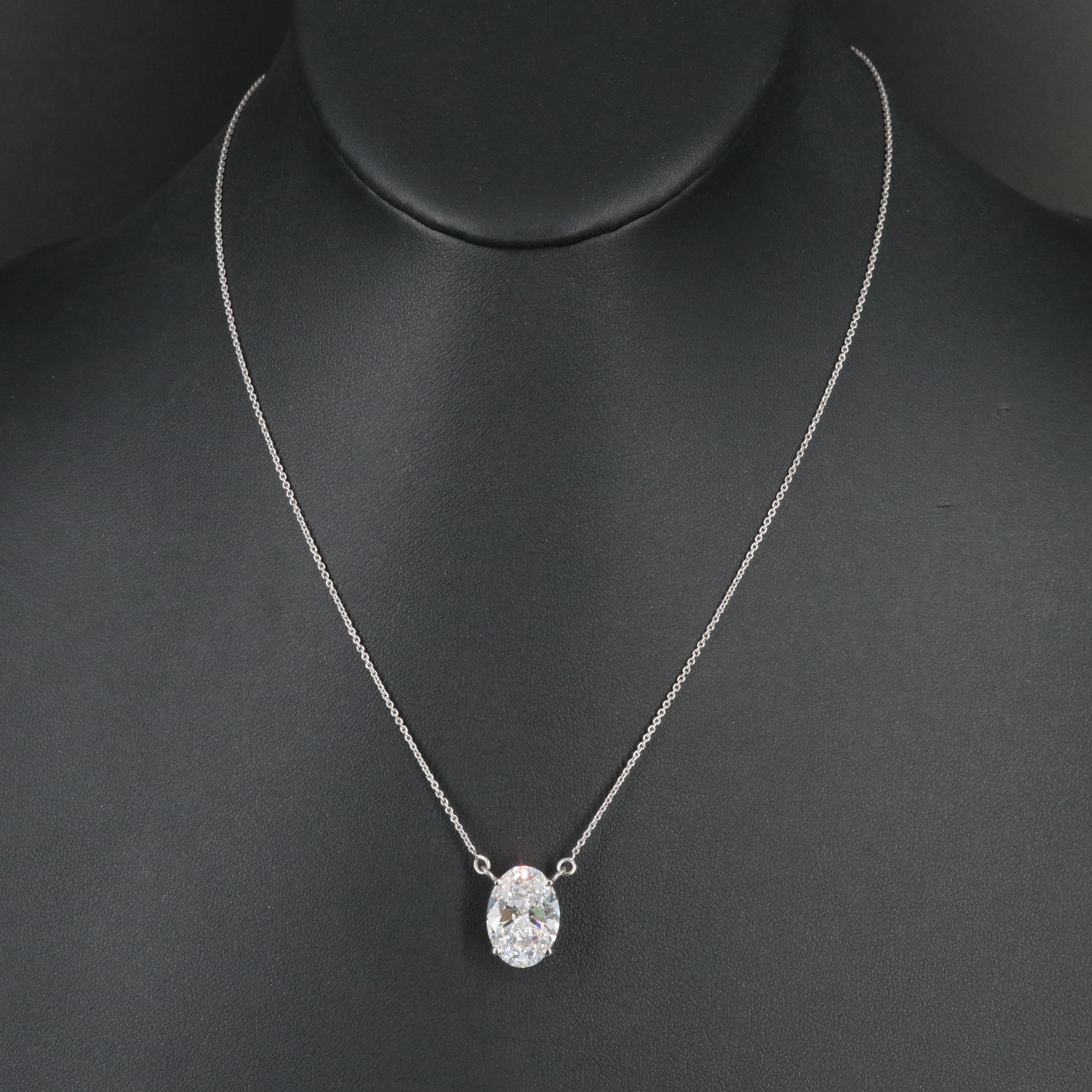 Platinum 6.04 CT Lab Grown Diamond Solitaire Necklace with IGI Report
