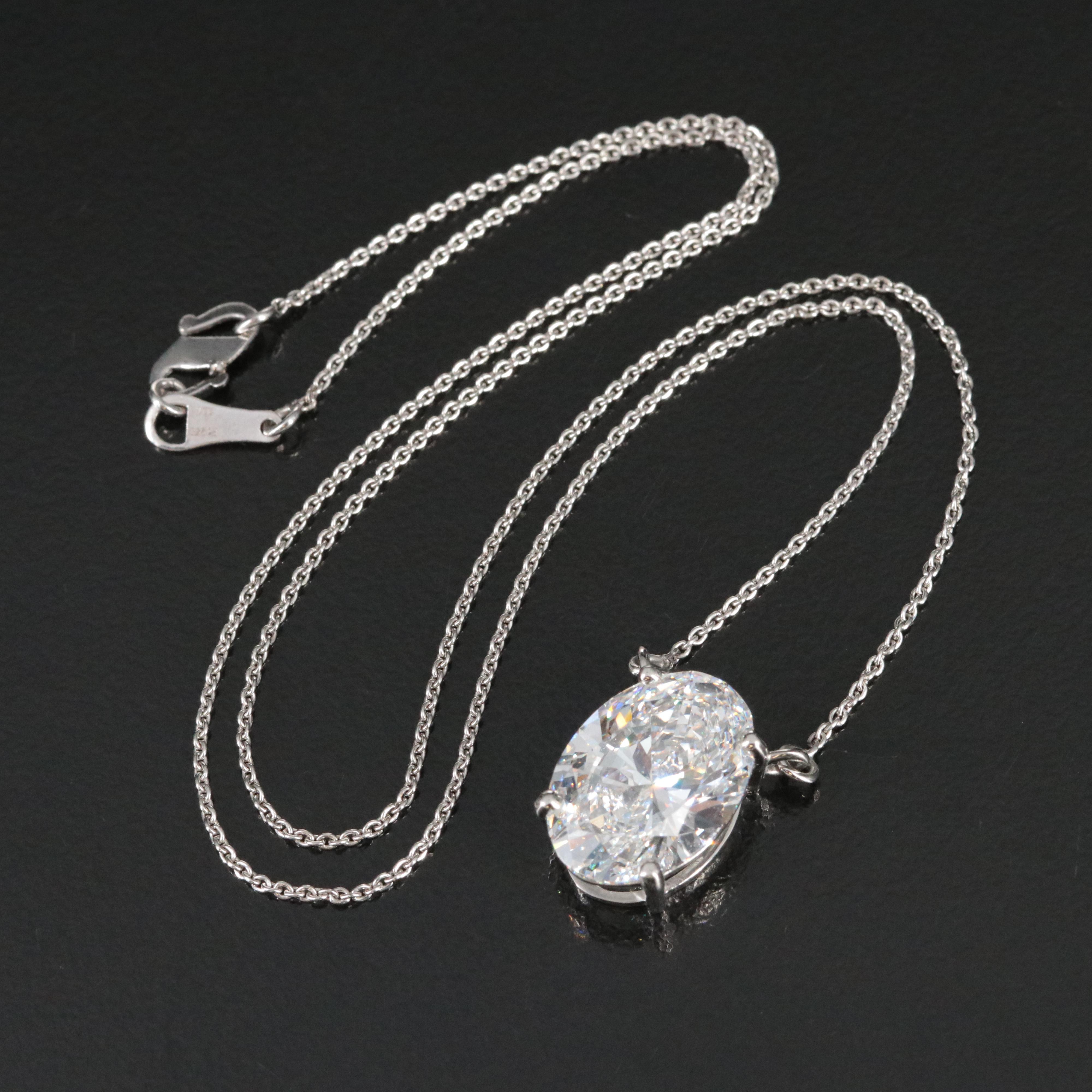 Platinum 6.04 CT Lab Grown Diamond Solitaire Necklace with IGI Report