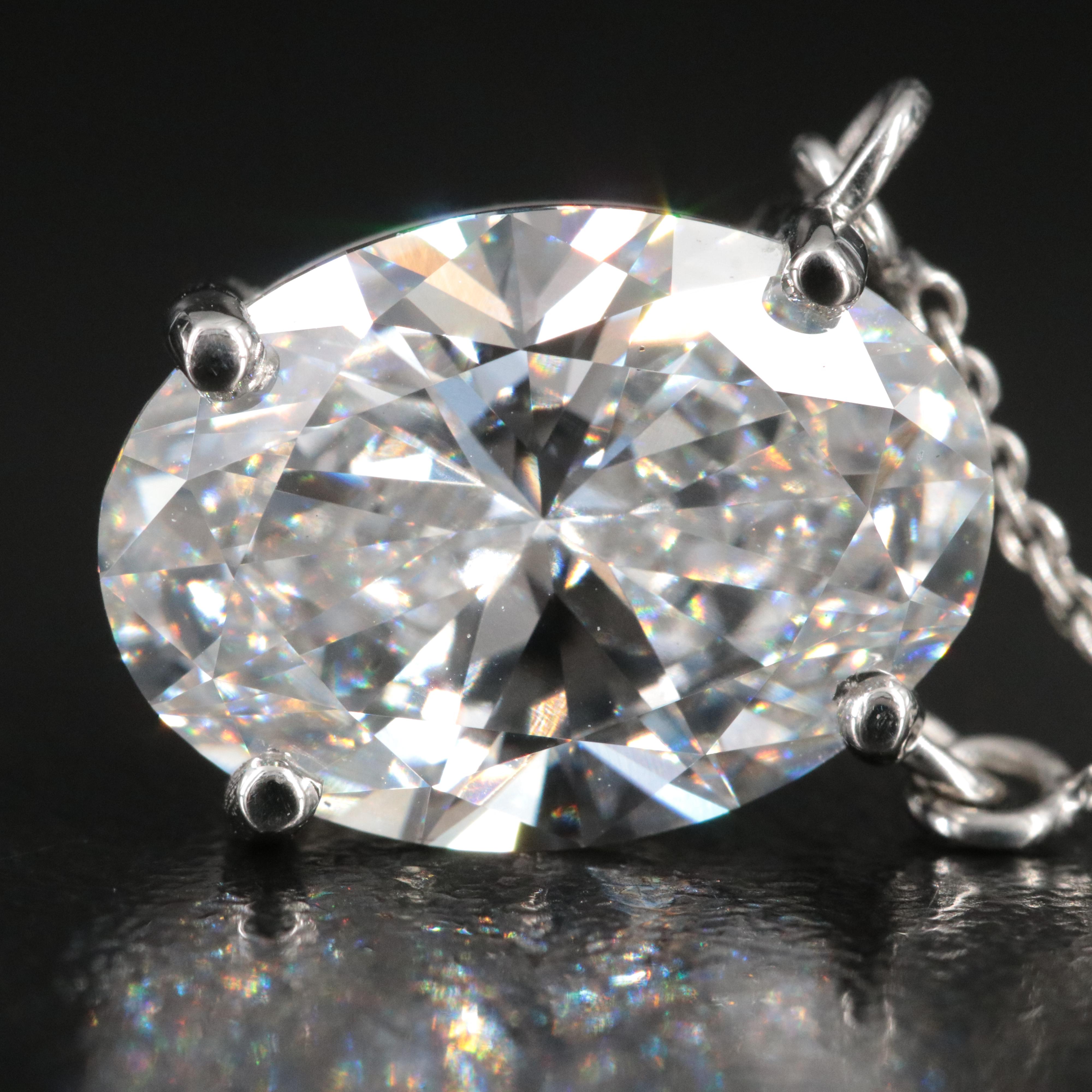 Platinum 6.04 CT Lab Grown Diamond Solitaire Necklace with IGI Report