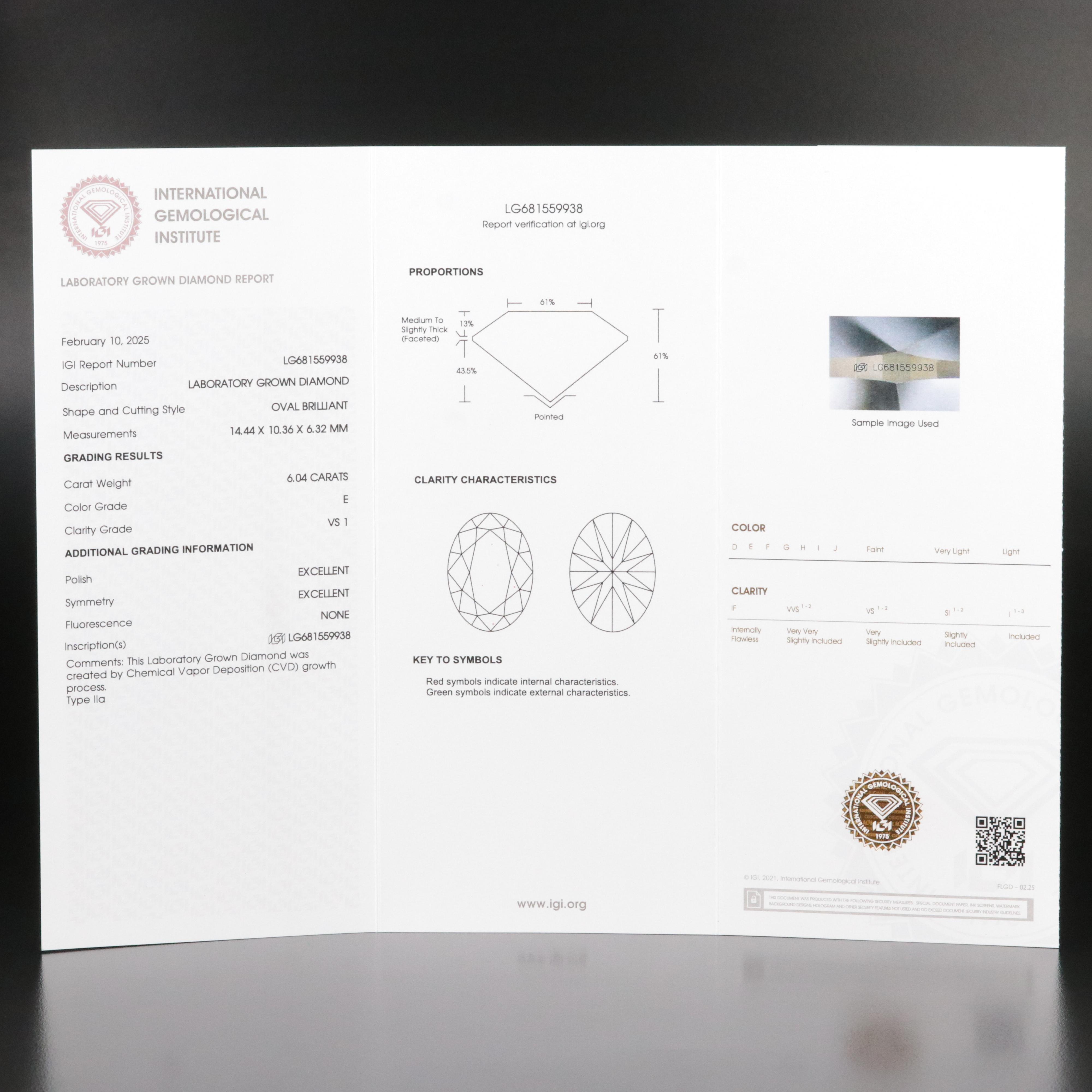 Platinum 6.04 CT Lab Grown Diamond Solitaire Necklace with IGI Report