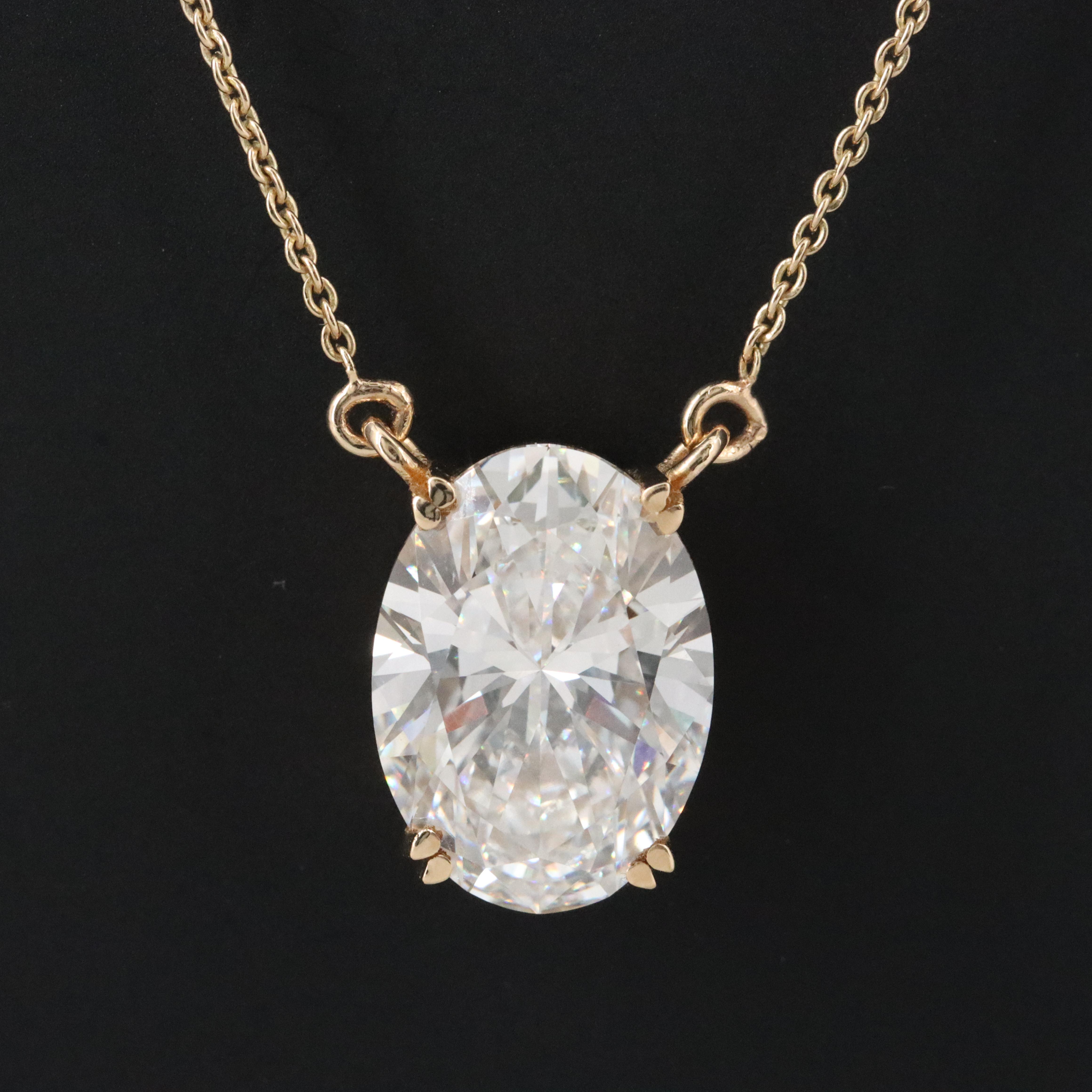 18K 5.40 CT Lab Grown Diamond Solitaire Necklace with IGI Report