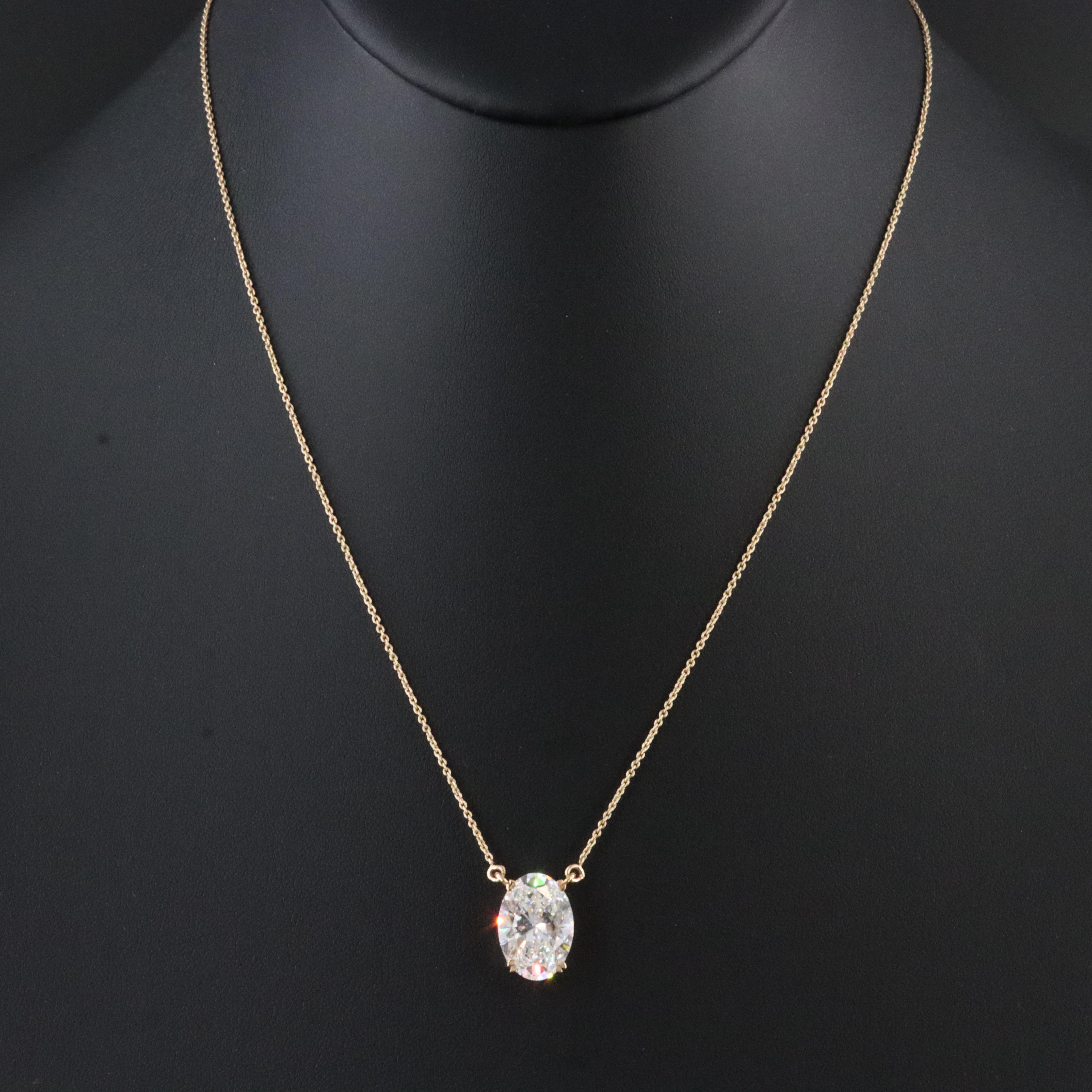 18K 5.40 CT Lab Grown Diamond Solitaire Necklace with IGI Report