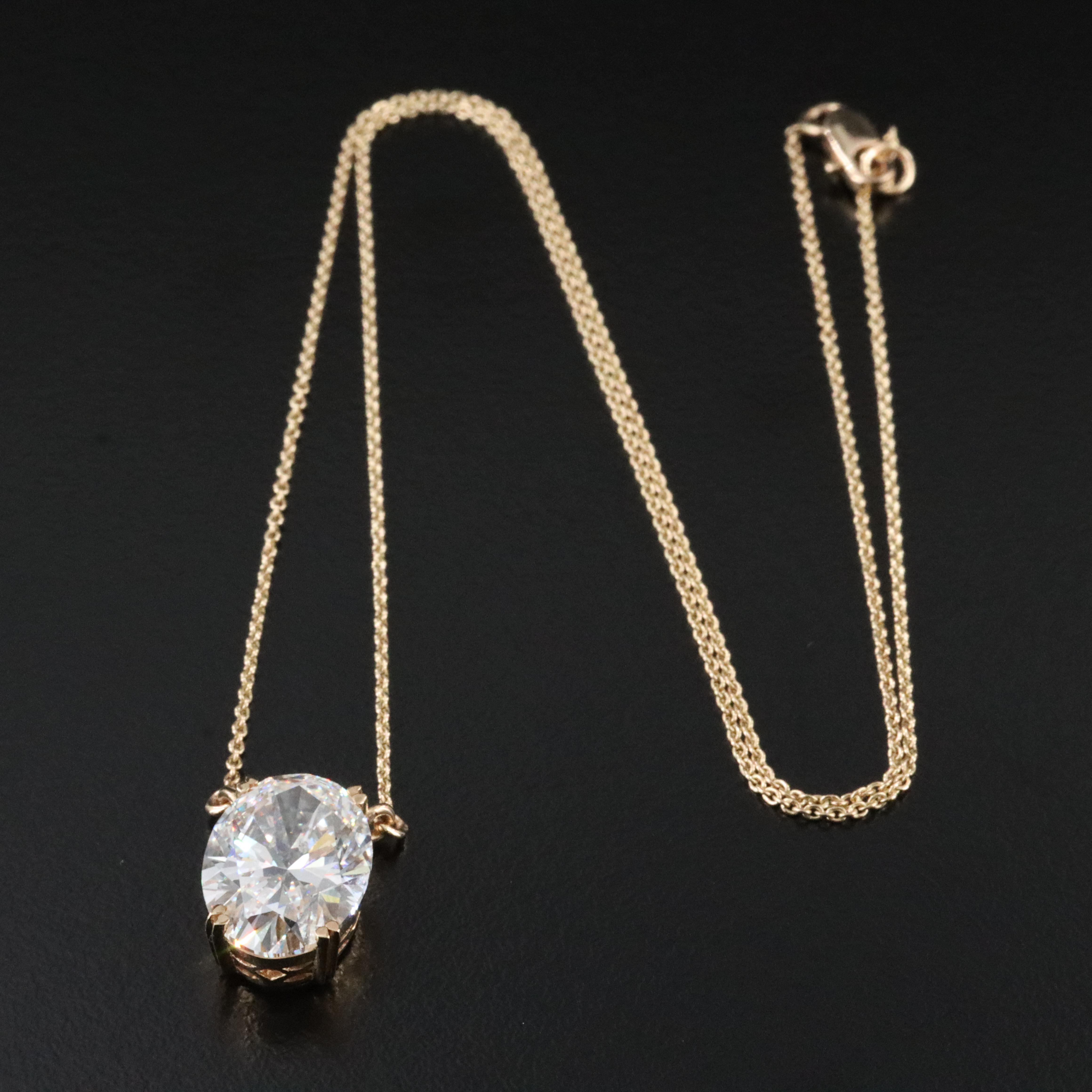 18K 5.40 CT Lab Grown Diamond Solitaire Necklace with IGI Report