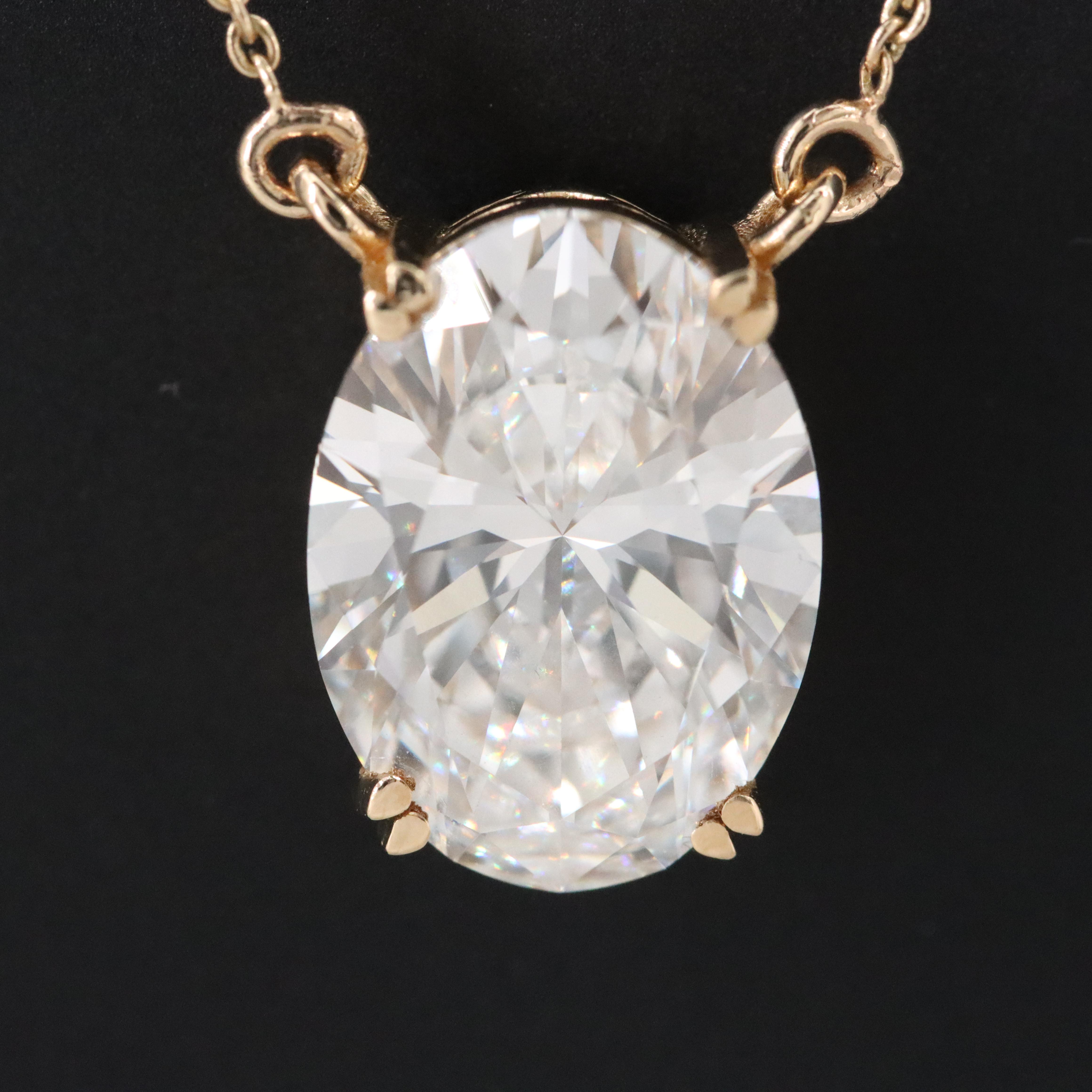 18K 5.40 CT Lab Grown Diamond Solitaire Necklace with IGI Report