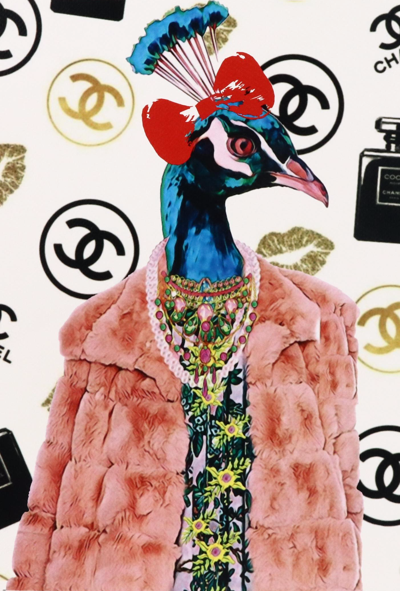 Death NYC Pop Art Digital Print Featuring Chanel x Affluent Peacock, 2024