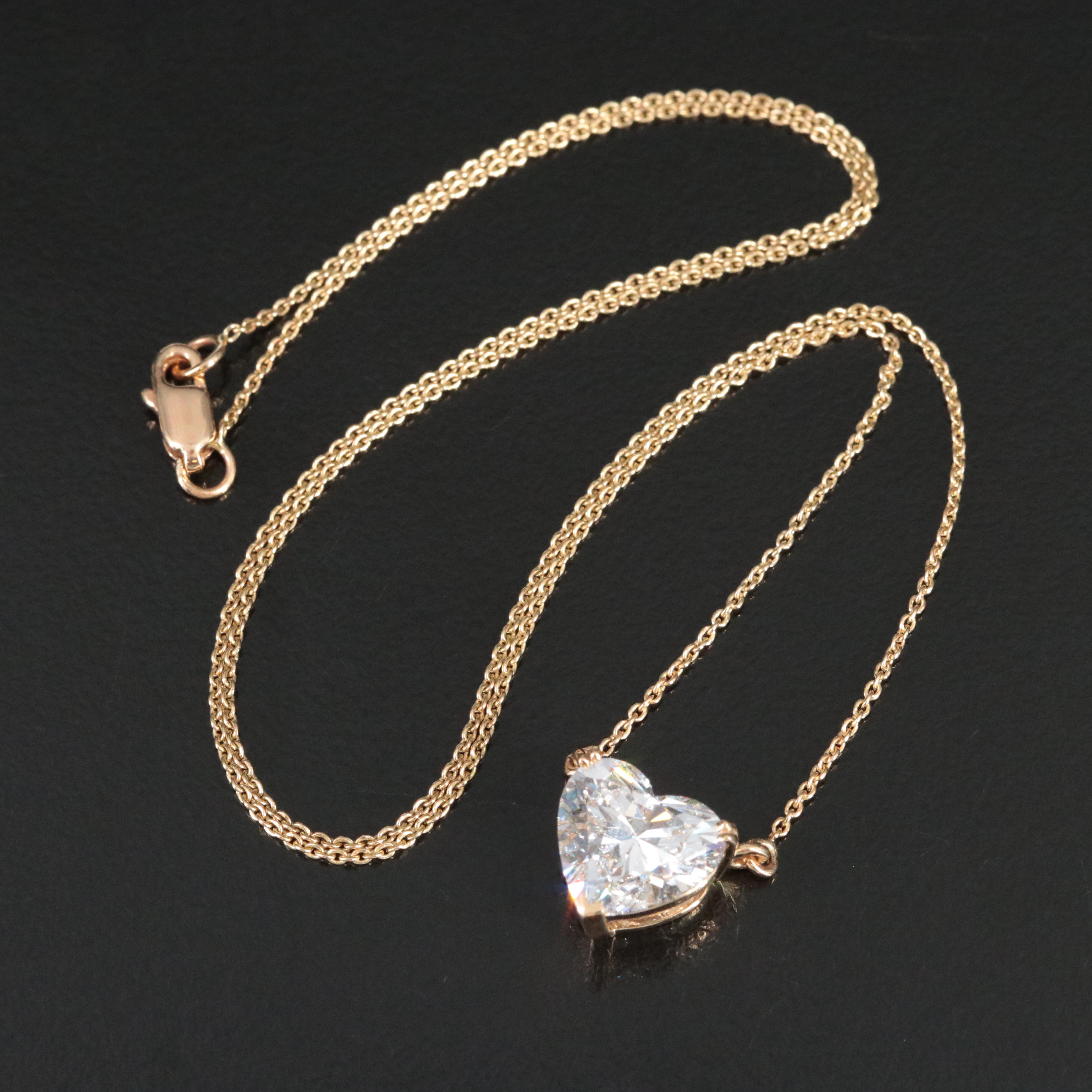 18K 3.02 CT Lab Grown Diamond Solitaire Necklace with IGI Report