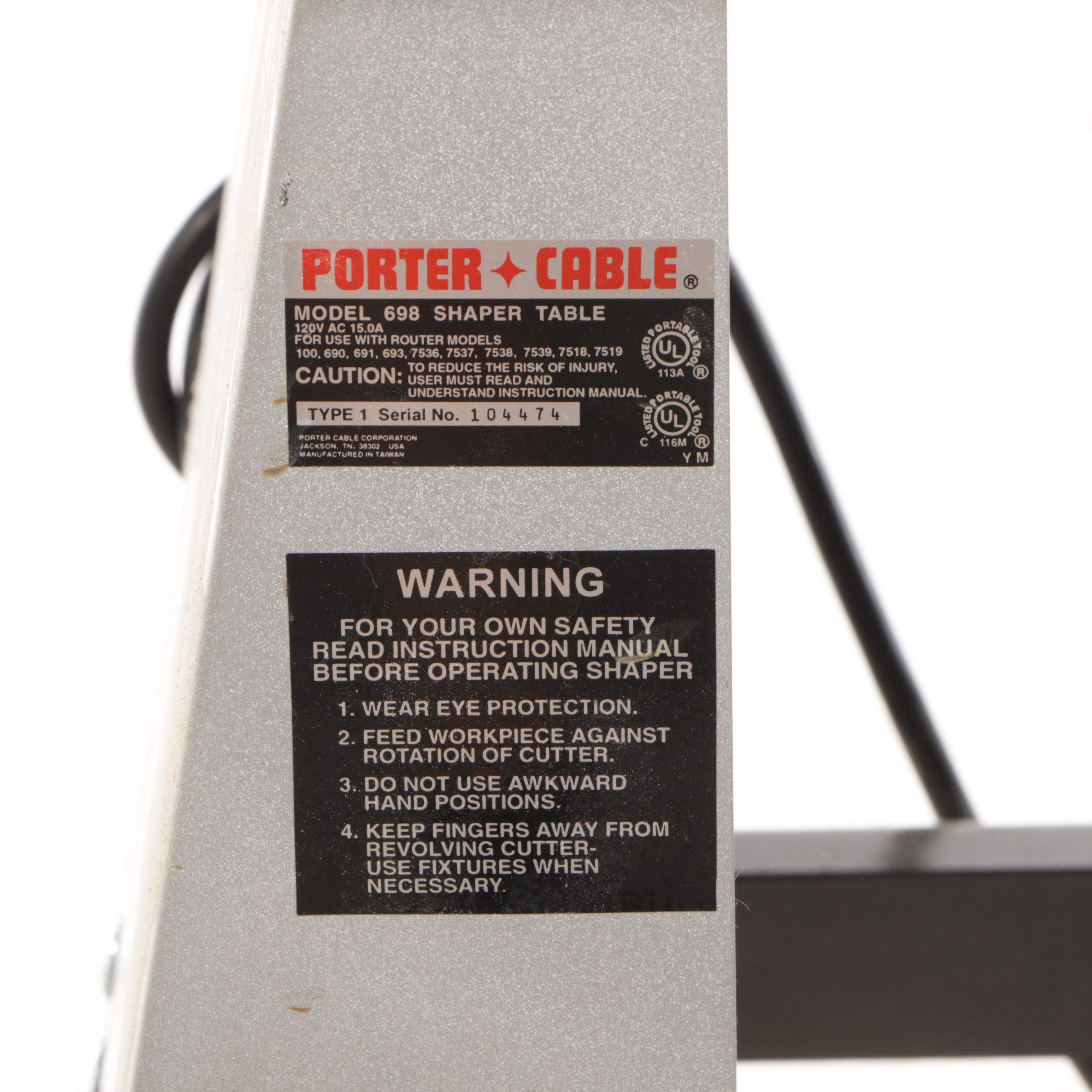 Porter-Cable Model 698 Shaper Router Table