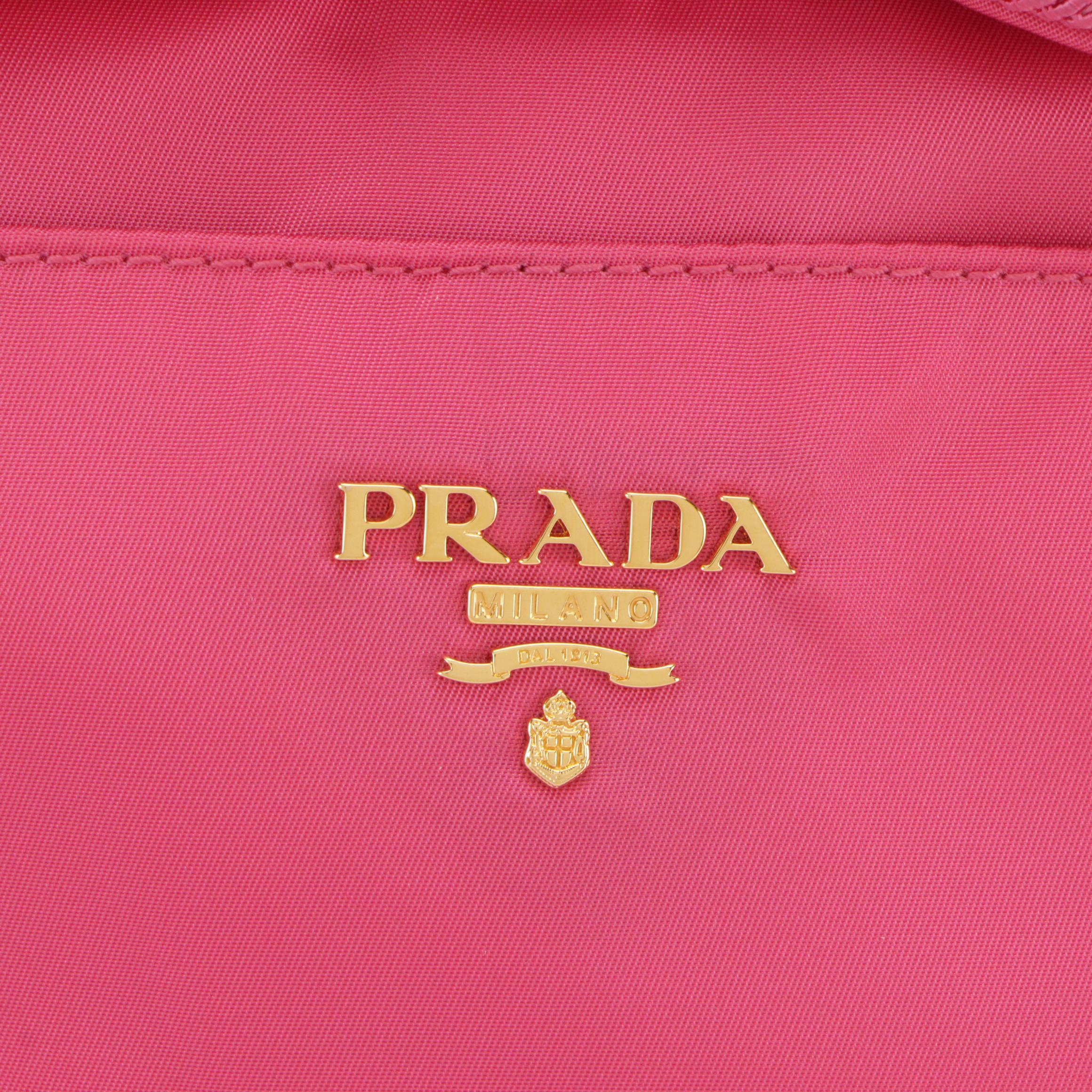 Prada Front Pocket Vara Bow Tote in Hot Pink Tessuto Nylon