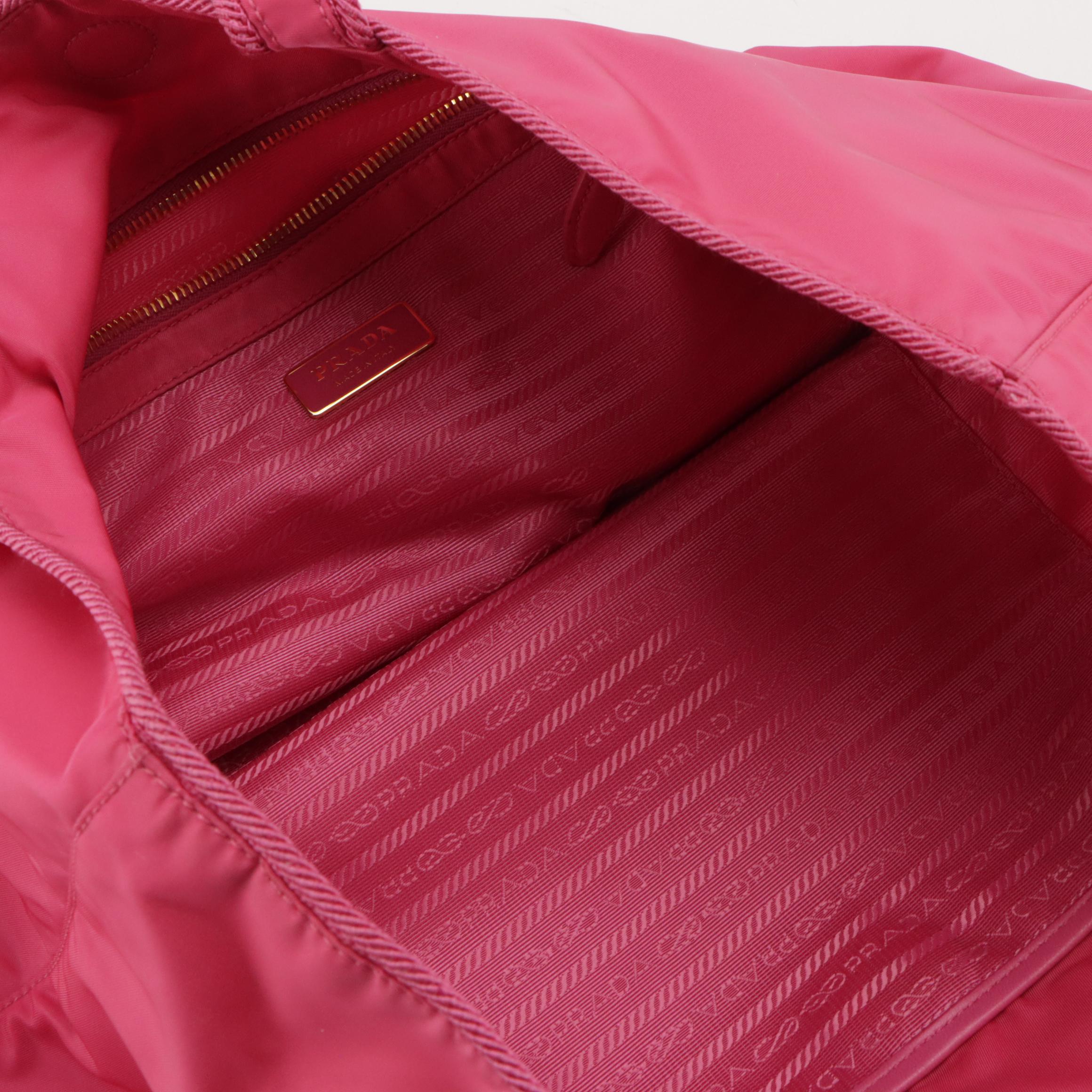 Prada Front Pocket Vara Bow Tote in Hot Pink Tessuto Nylon