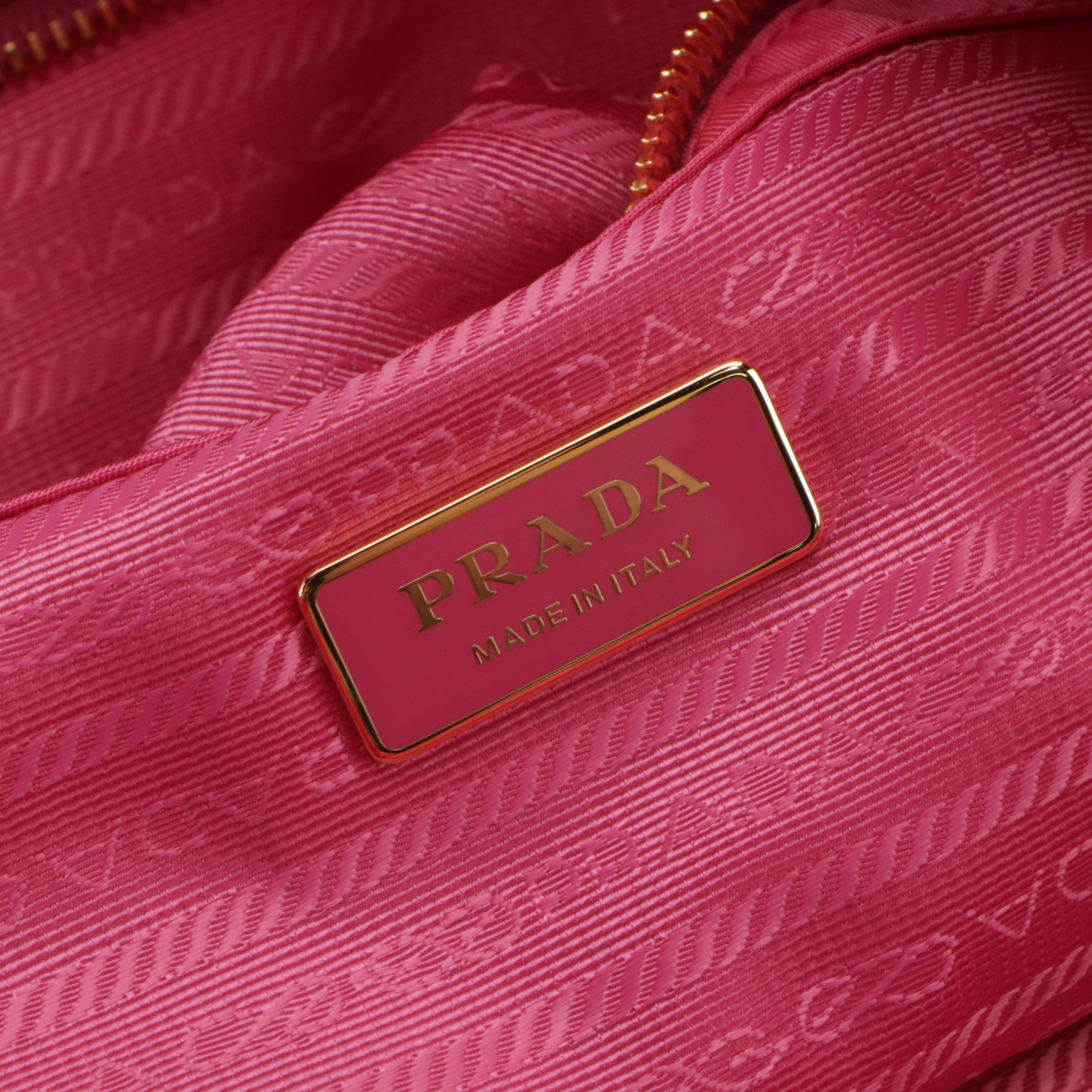 Prada Front Pocket Vara Bow Tote in Hot Pink Tessuto Nylon