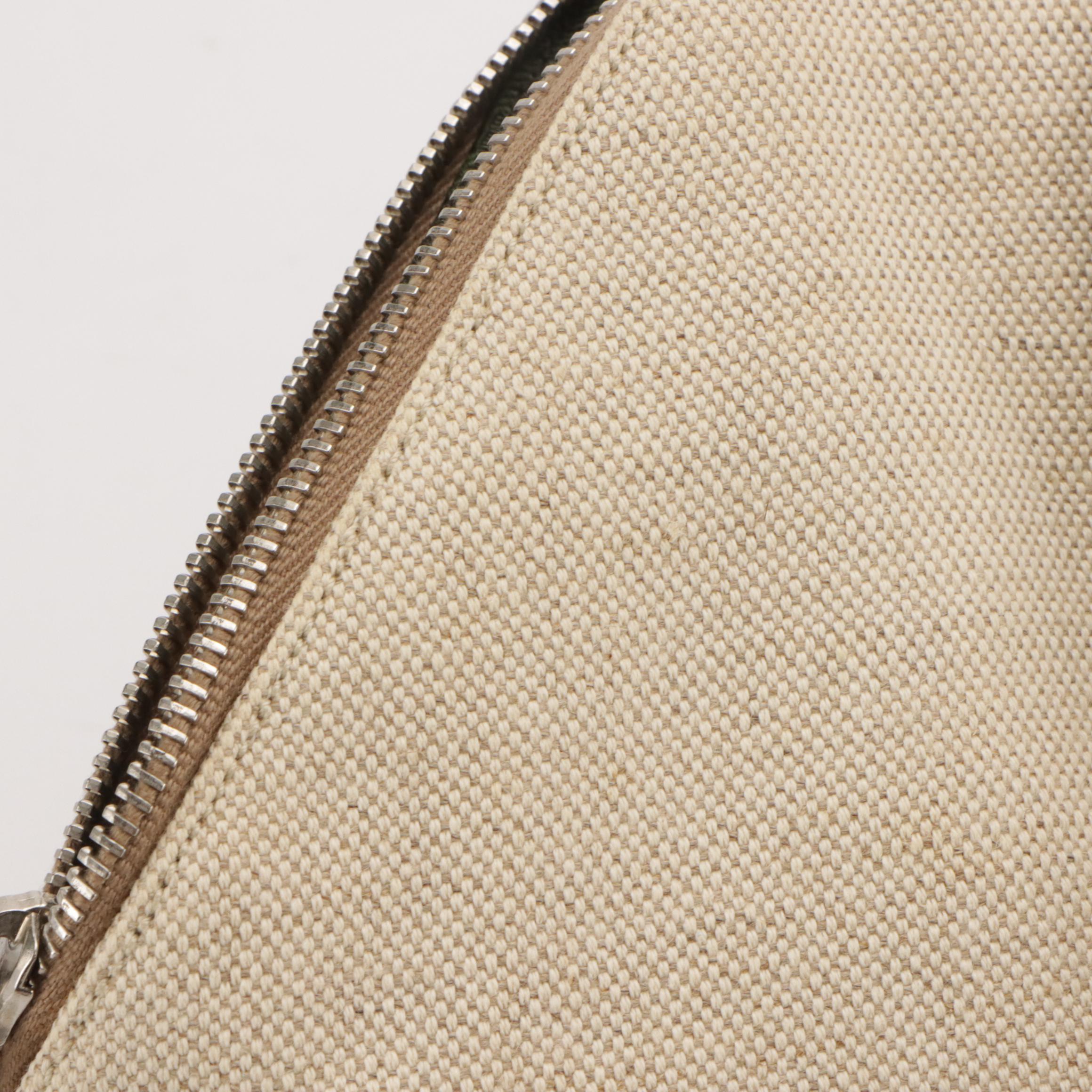 Prada Dome Bowler Bag in Neutral Canvas with Brown Cinghiale Leather Trim