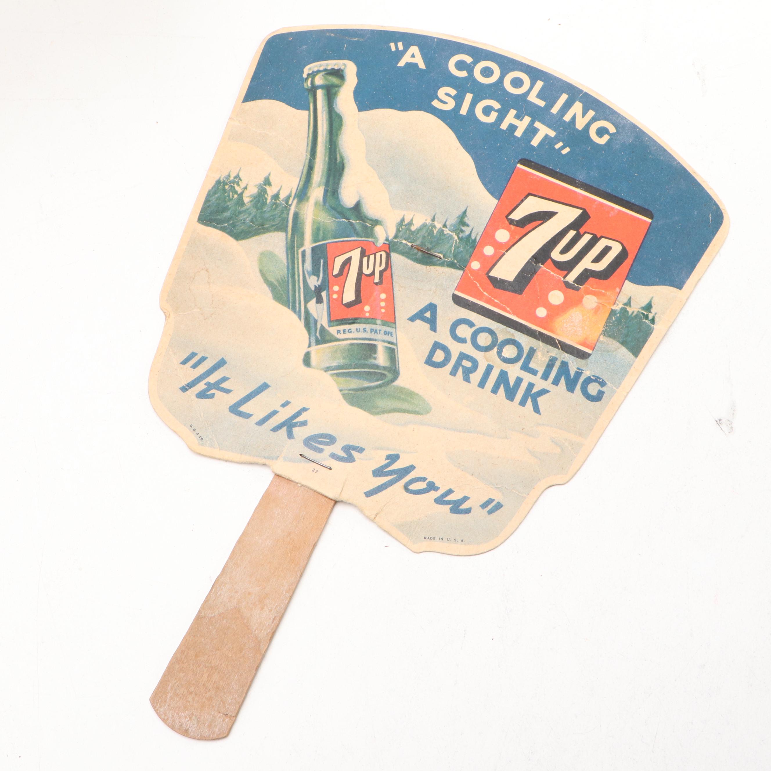 Coca-Cola Bottle Wood Crate, 7-Up Fan and J. Leinenkugel Brewing Co. Metal Tray