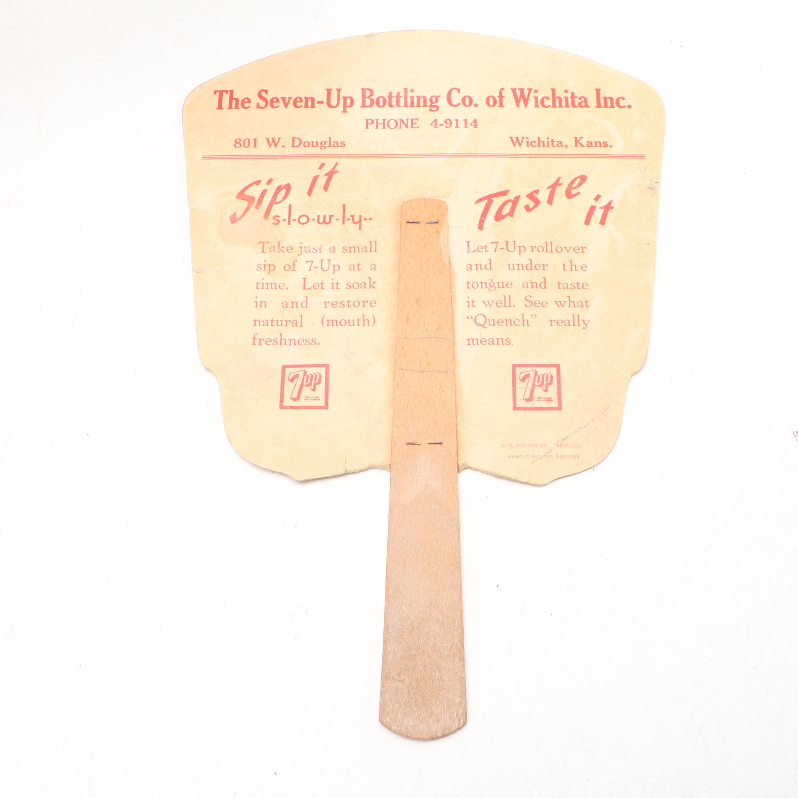 Coca-Cola Bottle Wood Crate, 7-Up Fan and J. Leinenkugel Brewing Co. Metal Tray