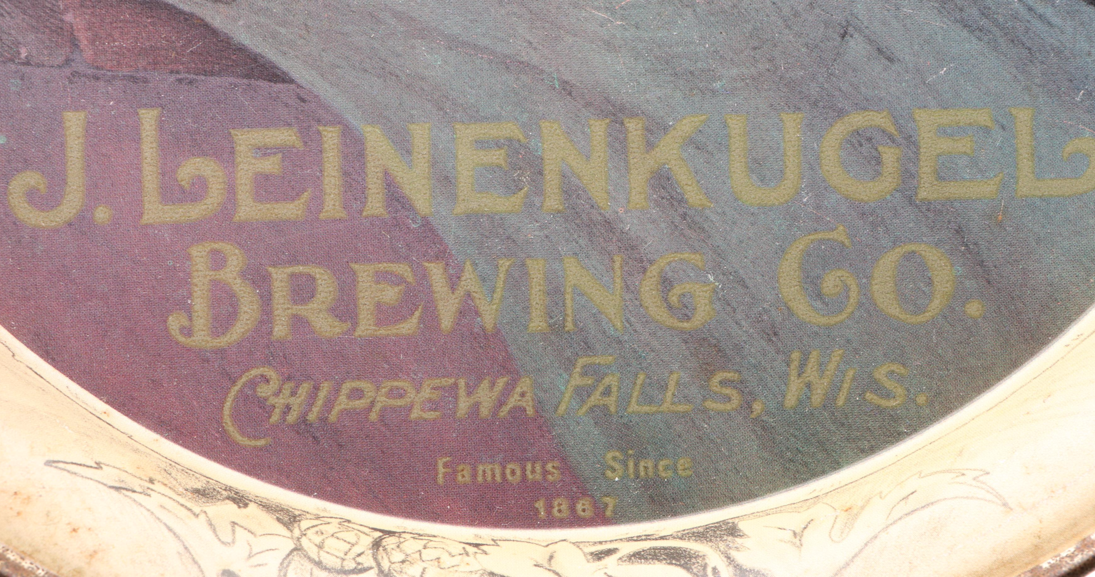 Coca-Cola Bottle Wood Crate, 7-Up Fan and J. Leinenkugel Brewing Co. Metal Tray