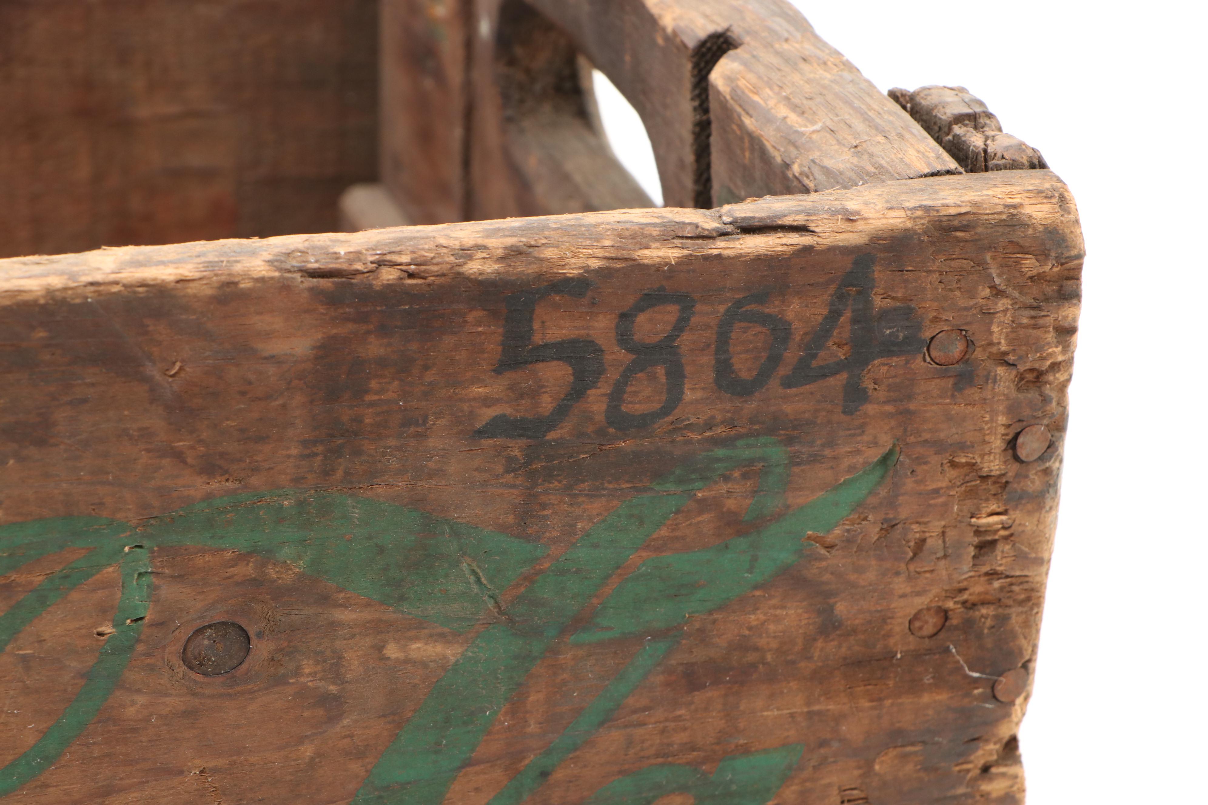 Coca-Cola Bottle Wood Crate, 7-Up Fan and J. Leinenkugel Brewing Co. Metal Tray