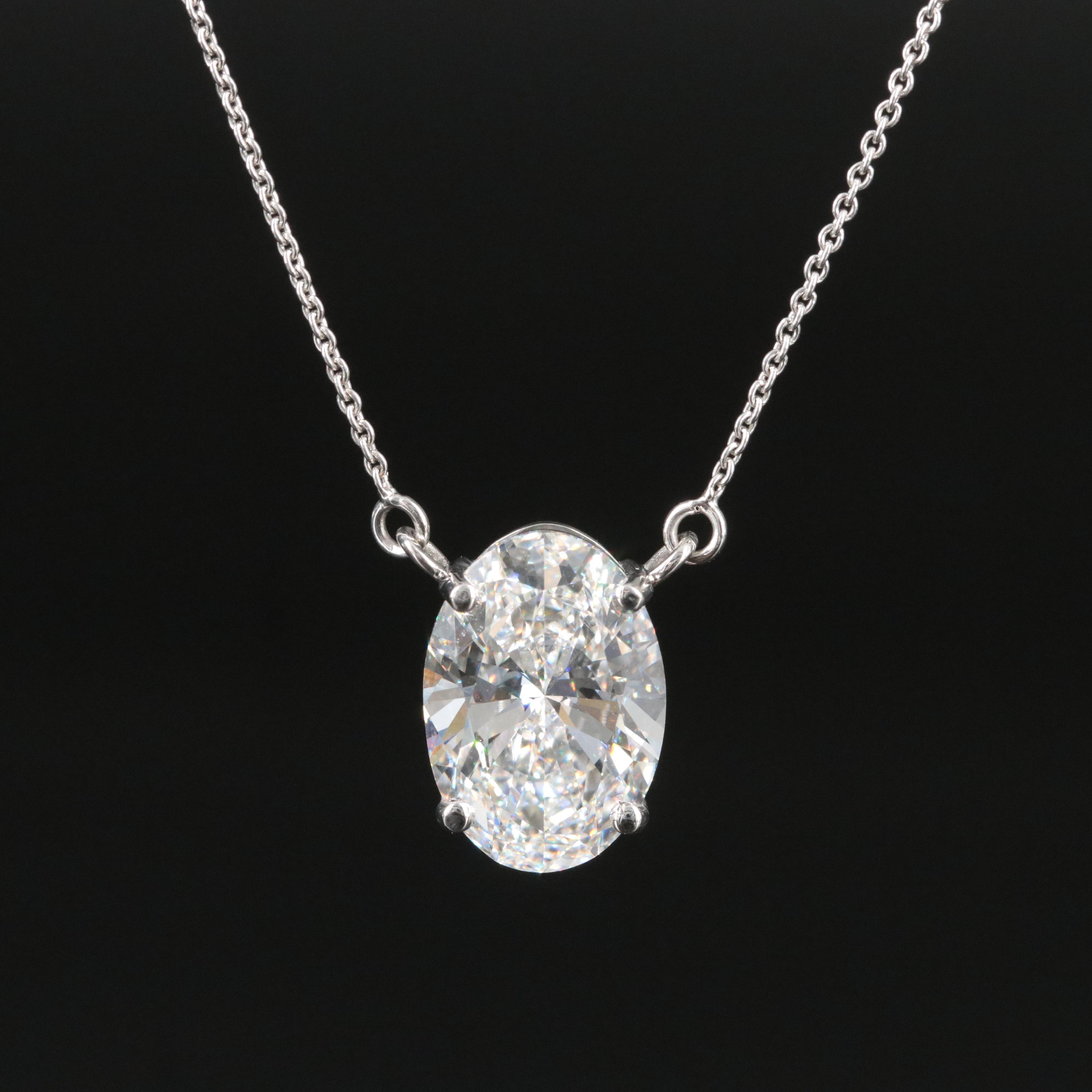 Platinum 6.01 CT Lab Grown Diamond Solitaire Necklace with IGI Report