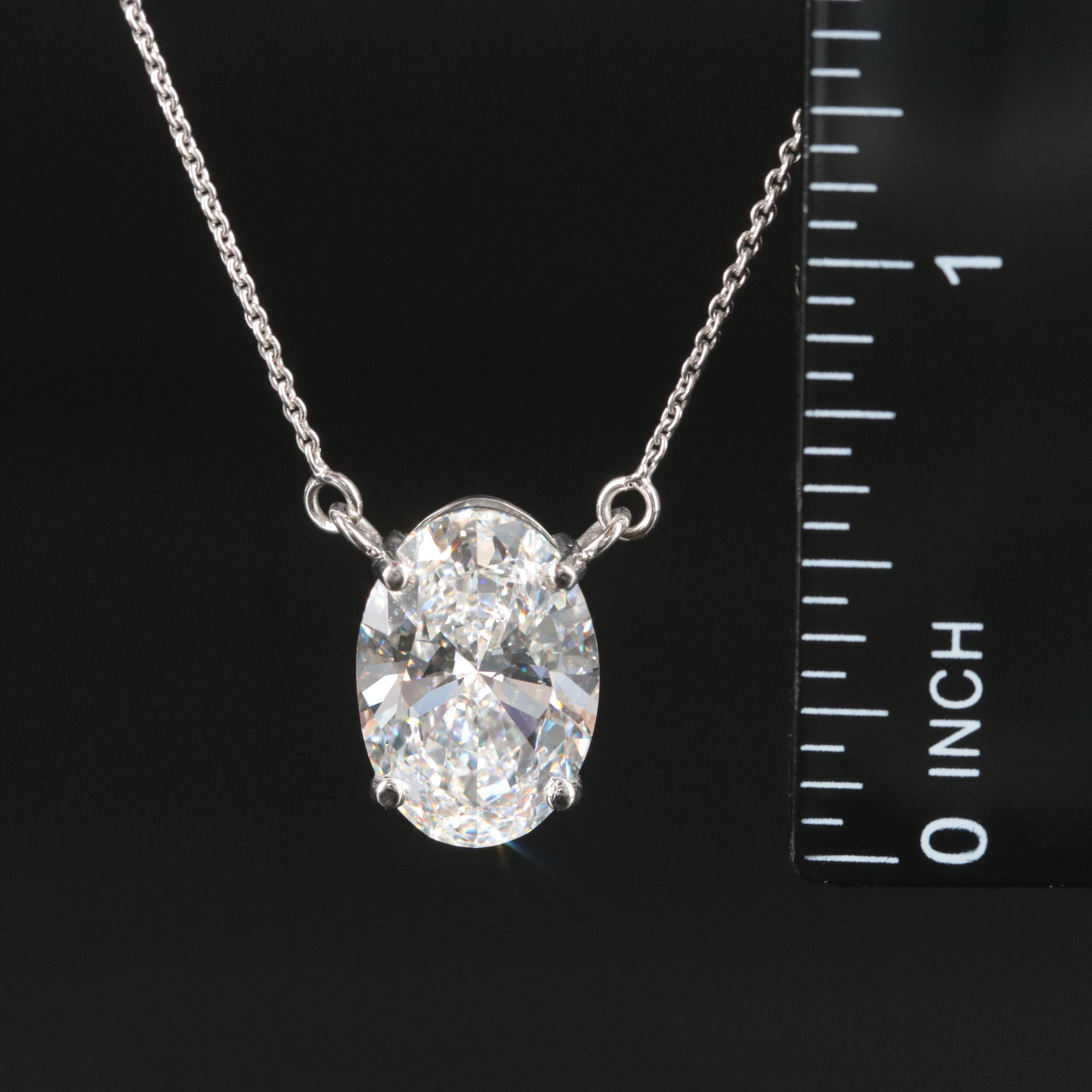 Platinum 6.01 CT Lab Grown Diamond Solitaire Necklace with IGI Report
