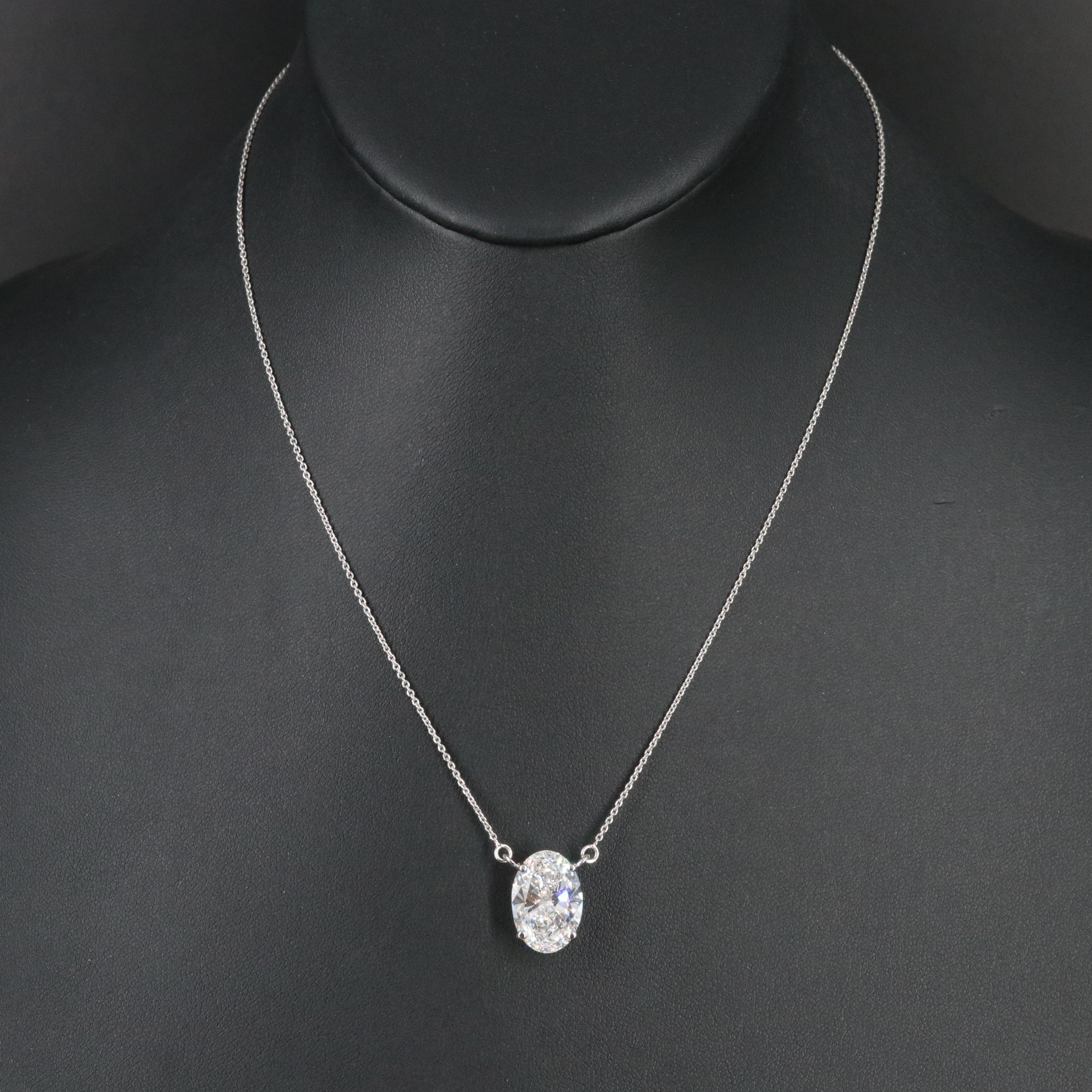 Platinum 6.01 CT Lab Grown Diamond Solitaire Necklace with IGI Report
