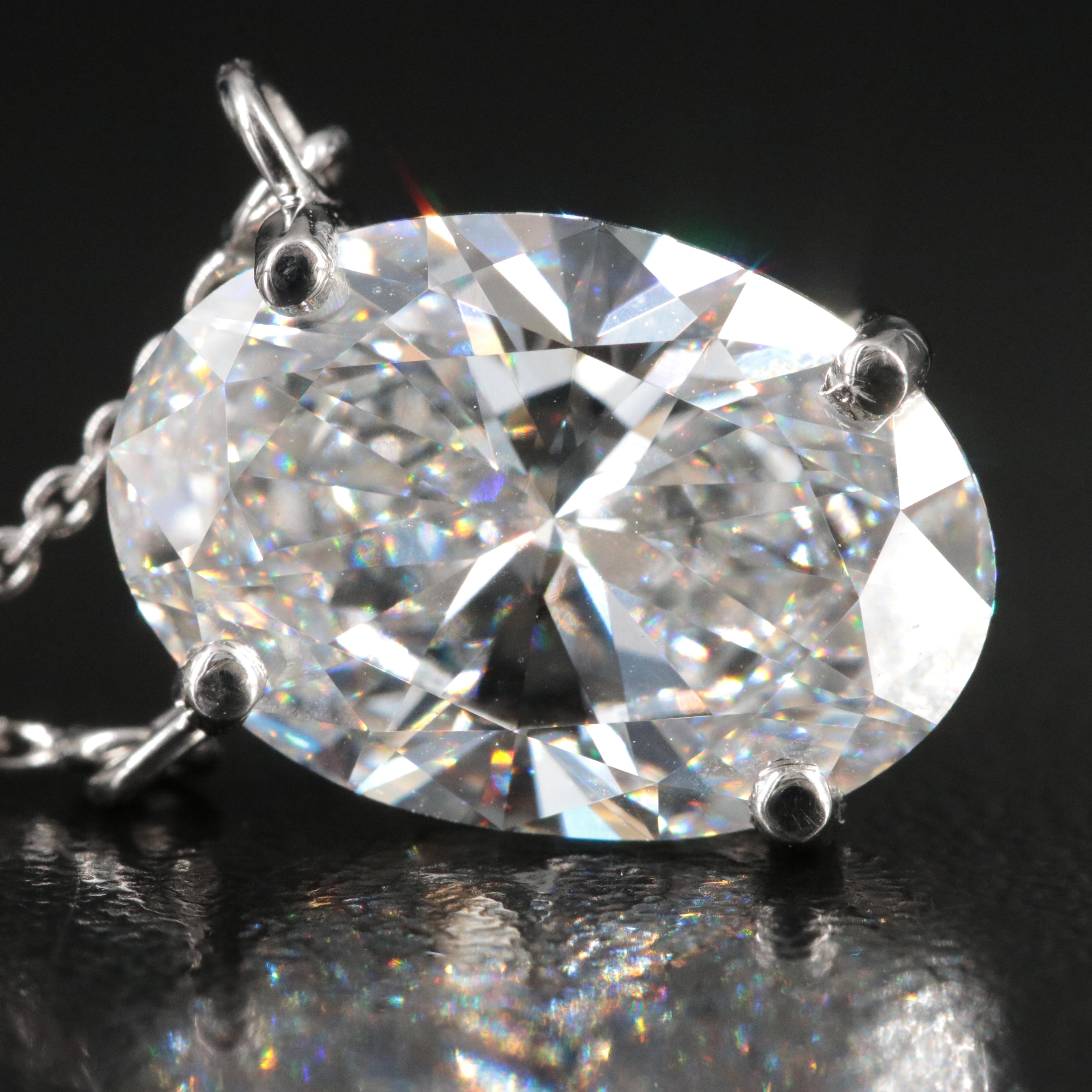 Platinum 6.01 CT Lab Grown Diamond Solitaire Necklace with IGI Report