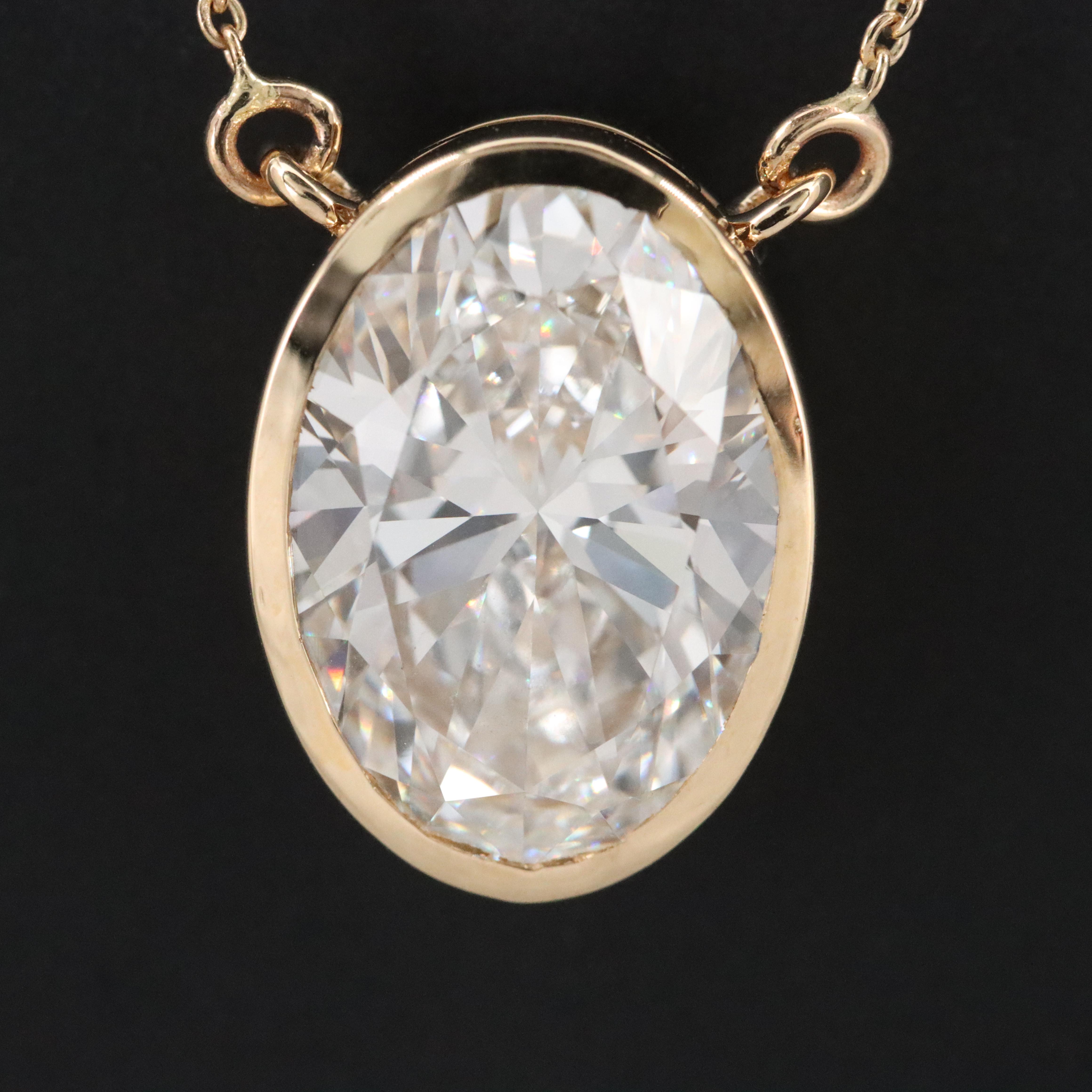 18K 6.02 CT Lab Grown Diamond Solitaire Necklace with IGI Report