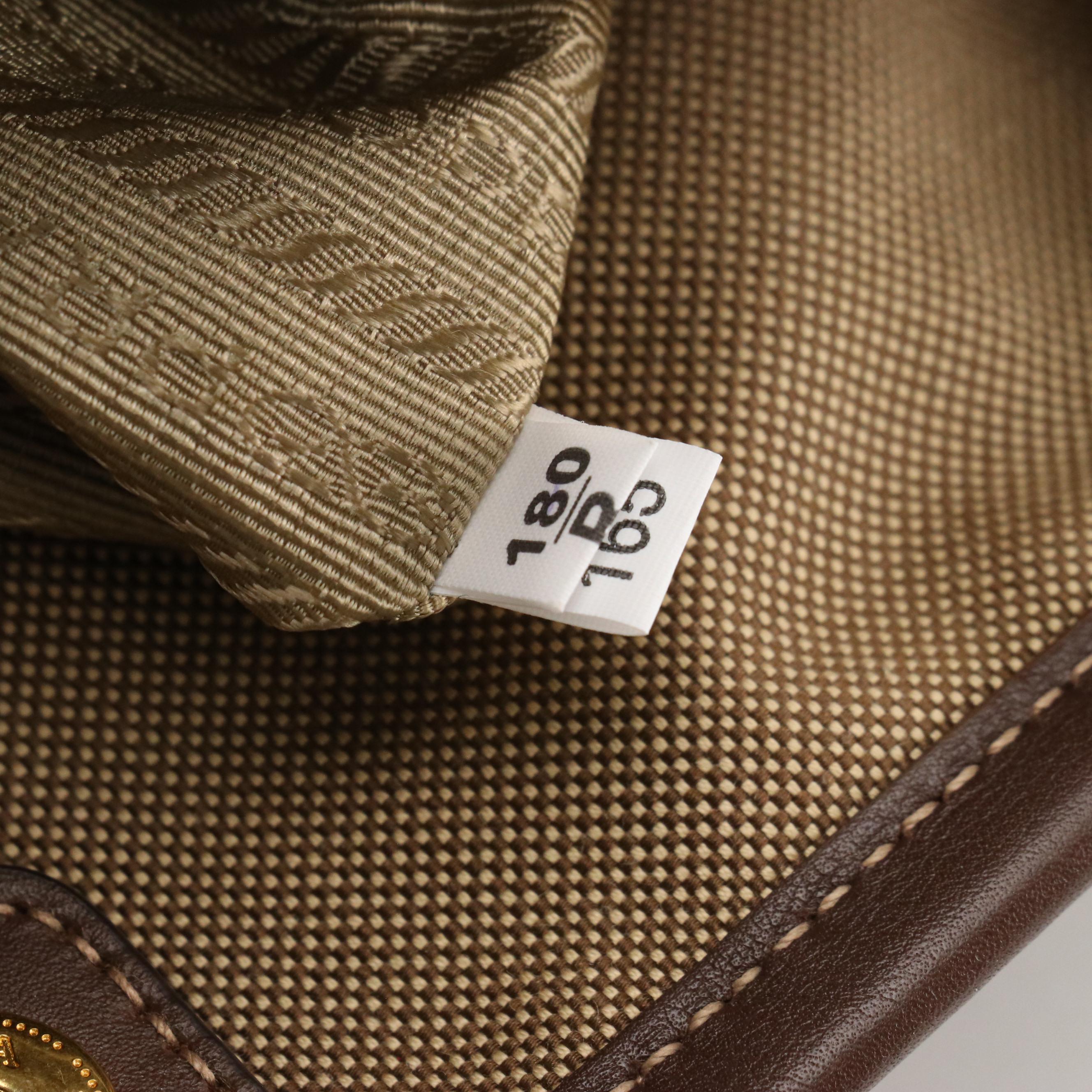 Prada Two-Way Tote in Brown Logo Jacquard and Brown Leather Trim